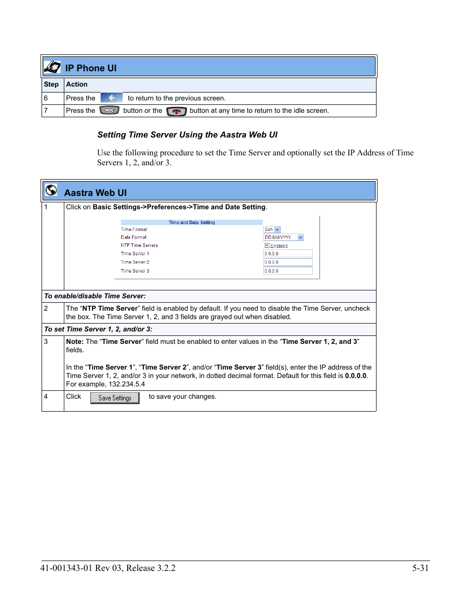Setting time server using the aastra web ui | AASTRA 6700i series, 9143, 9480i, 9480i CT SIP Administrator Guide EN User Manual | Page 308 / 1049