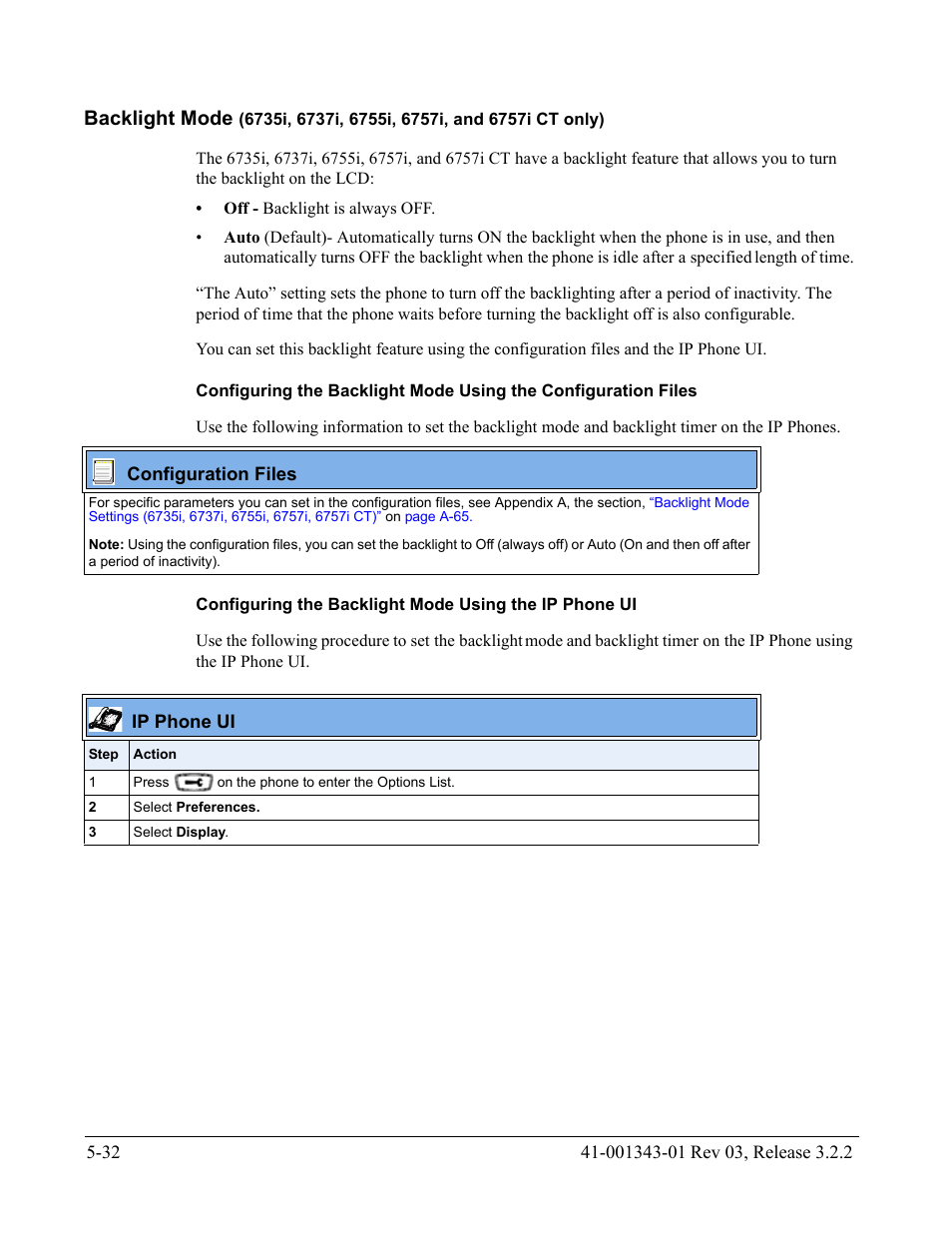 Backlight mode | AASTRA 6700i series, 9143, 9480i, 9480i CT SIP Administrator Guide EN User Manual | Page 309 / 1049
