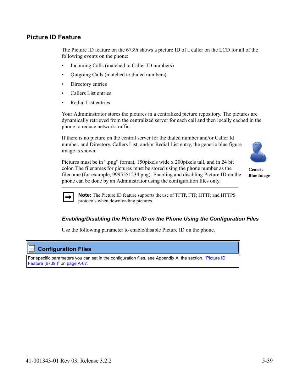 Picture id feature, Picture id feature -39 | AASTRA 6700i series, 9143, 9480i, 9480i CT SIP Administrator Guide EN User Manual | Page 316 / 1049