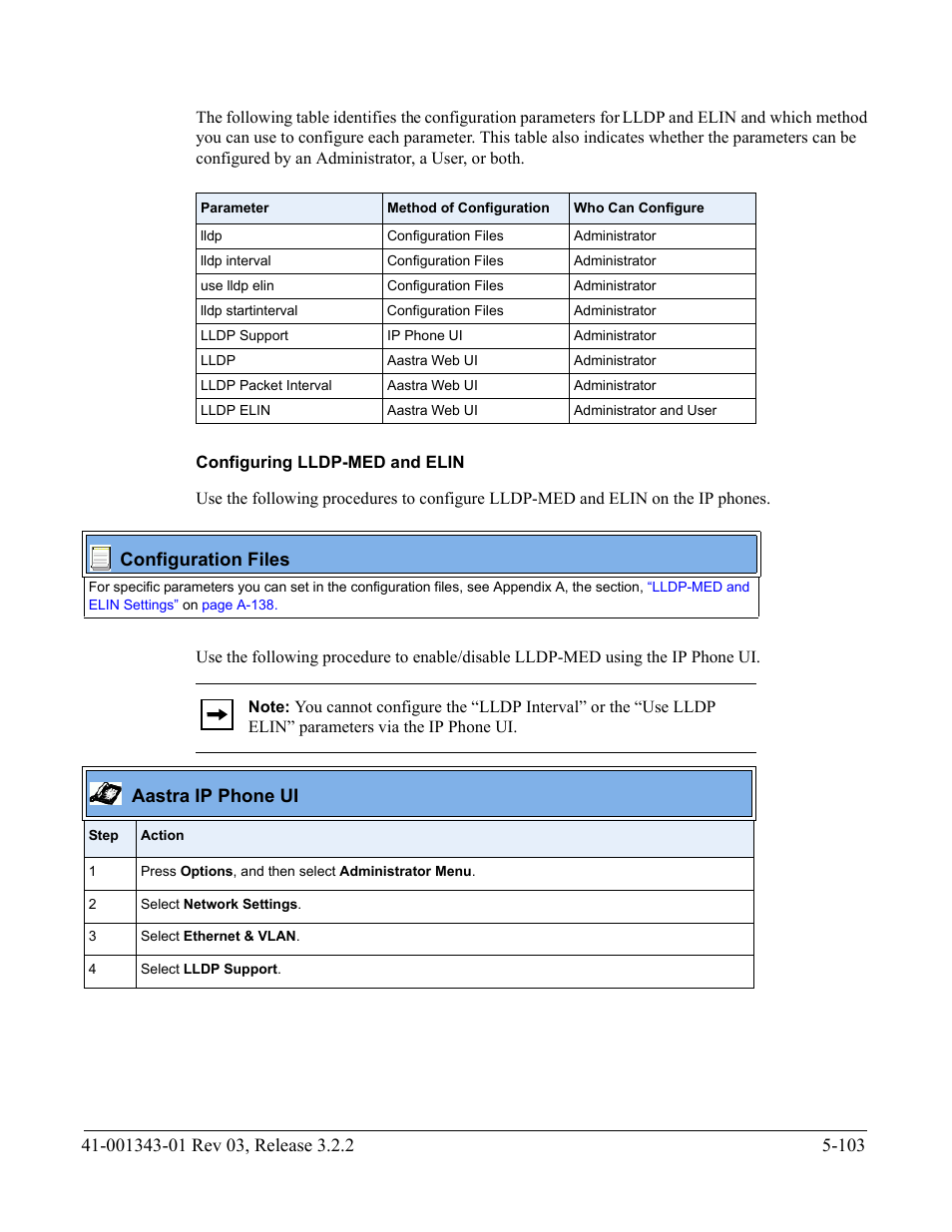 Configuring lldp-med and elin | AASTRA 6700i series, 9143, 9480i, 9480i CT SIP Administrator Guide EN User Manual | Page 380 / 1049