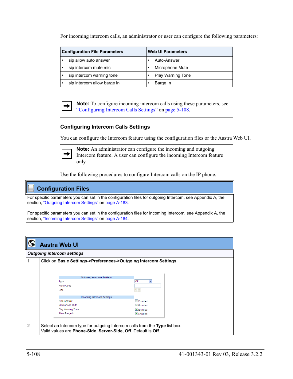 Configuring intercom calls settings | AASTRA 6700i series, 9143, 9480i, 9480i CT SIP Administrator Guide EN User Manual | Page 385 / 1049