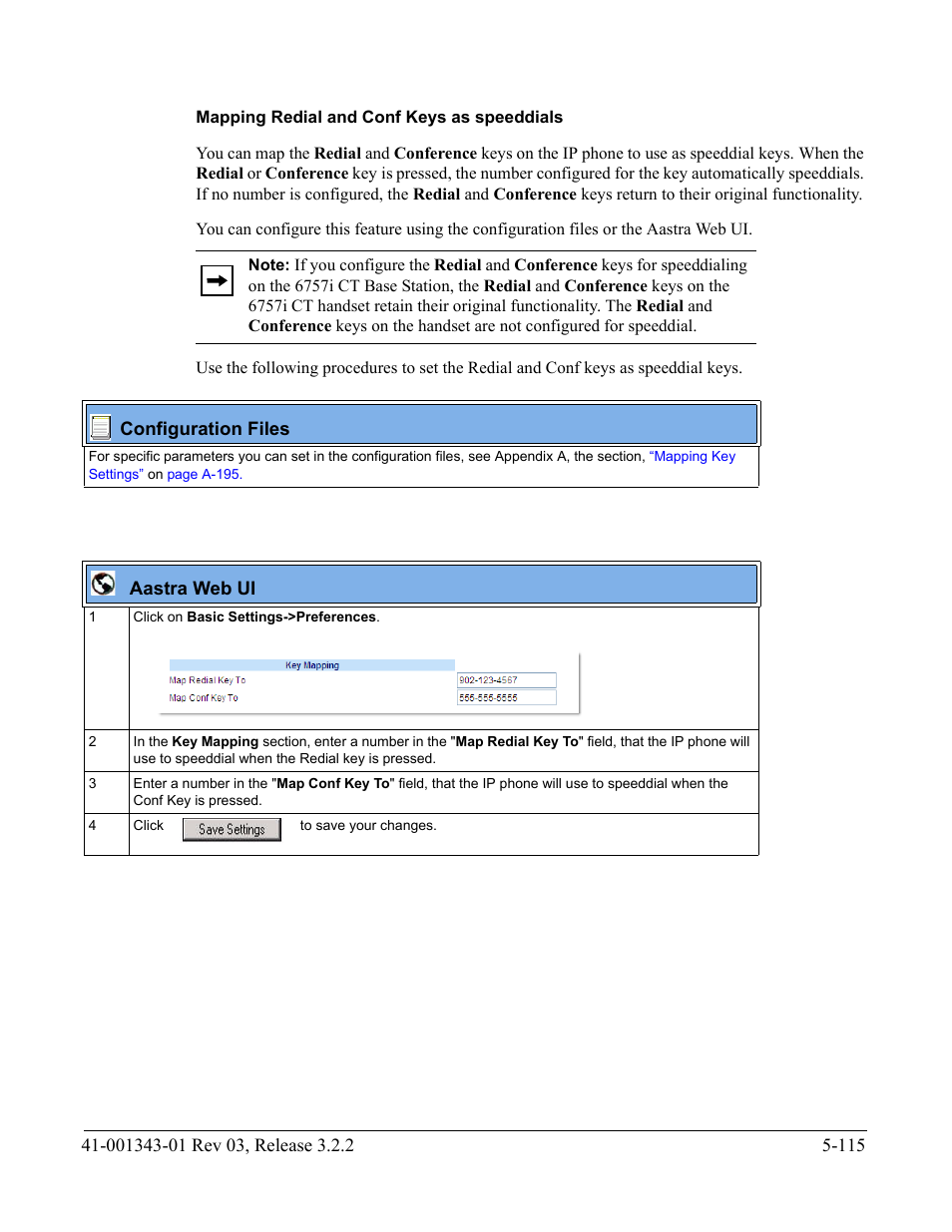 Mapping redial and conf keys as speeddials | AASTRA 6700i series, 9143, 9480i, 9480i CT SIP Administrator Guide EN User Manual | Page 392 / 1049