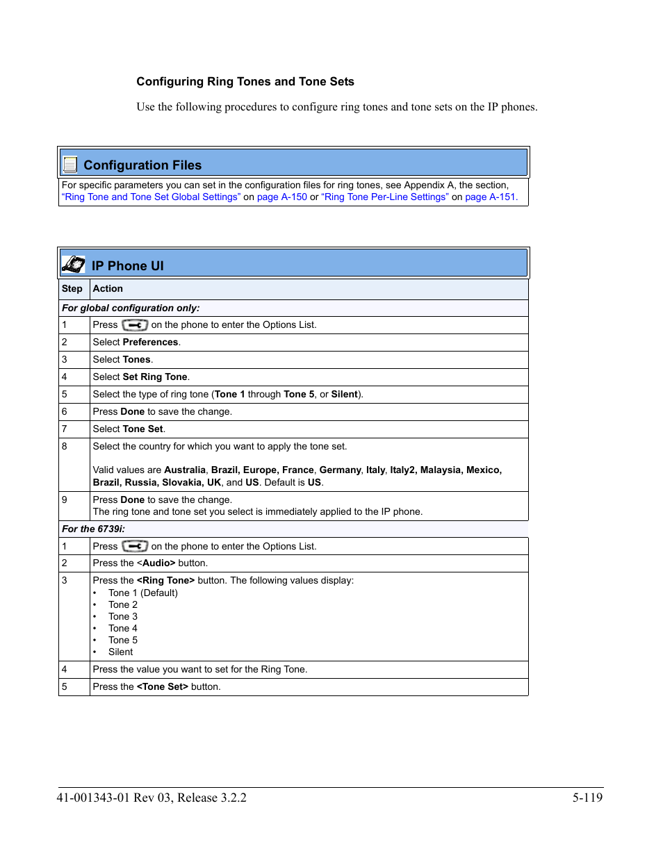 Configuring ring tones and tone sets, Configuration files, Ip phone ui | AASTRA 6700i series, 9143, 9480i, 9480i CT SIP Administrator Guide EN User Manual | Page 396 / 1049