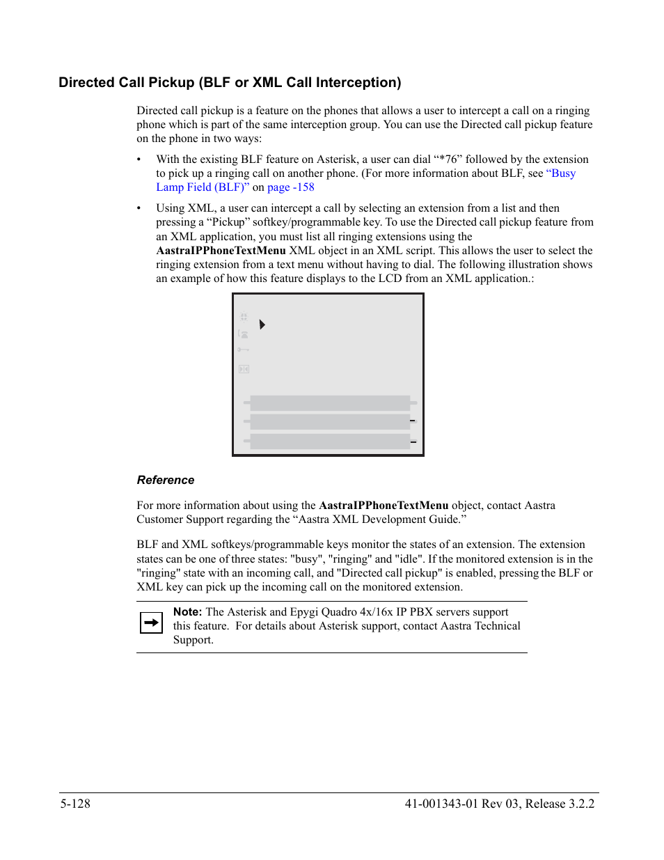 Reference, Directed call pickup, Blf or xml call interception) | AASTRA 6700i series, 9143, 9480i, 9480i CT SIP Administrator Guide EN User Manual | Page 405 / 1049