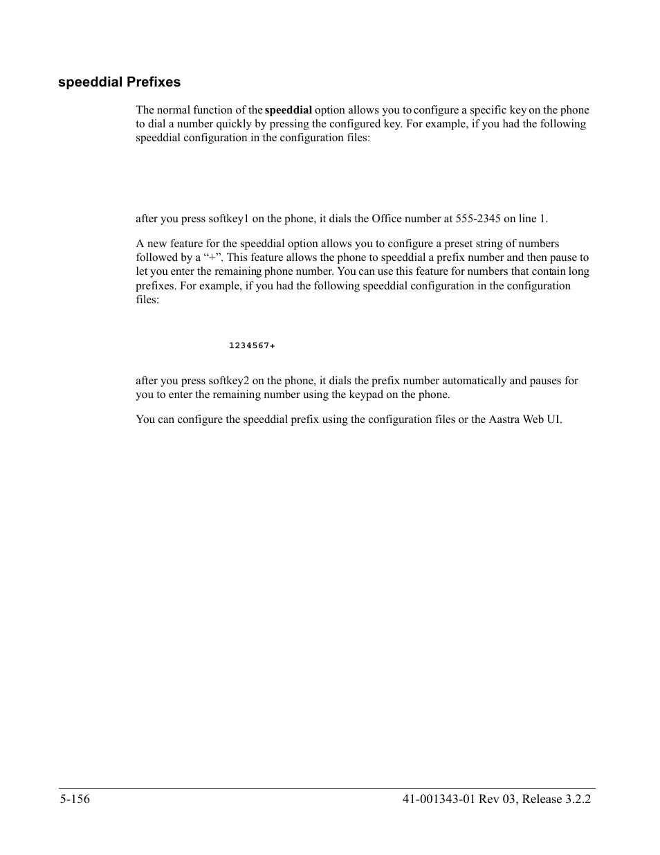 Speeddial prefixes, Speeddial prefixes -156 | AASTRA 6700i series, 9143, 9480i, 9480i CT SIP Administrator Guide EN User Manual | Page 433 / 1049