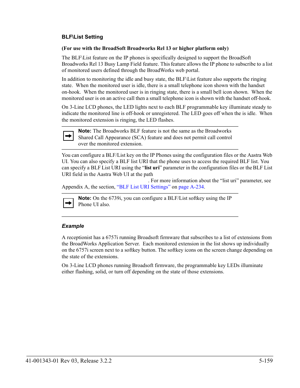 Blf\list setting, Example | AASTRA 6700i series, 9143, 9480i, 9480i CT SIP Administrator Guide EN User Manual | Page 436 / 1049