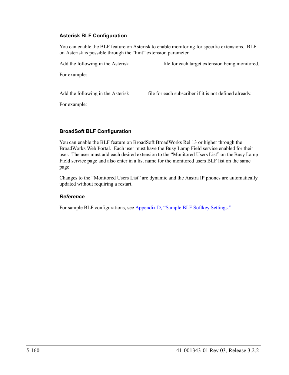 Asterisk blf configuration, Broadsoft blf configuration, Reference | AASTRA 6700i series, 9143, 9480i, 9480i CT SIP Administrator Guide EN User Manual | Page 437 / 1049