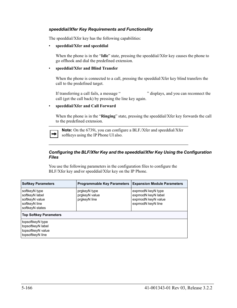 Speeddial/xfer key requirements and functionality | AASTRA 6700i series, 9143, 9480i, 9480i CT SIP Administrator Guide EN User Manual | Page 443 / 1049