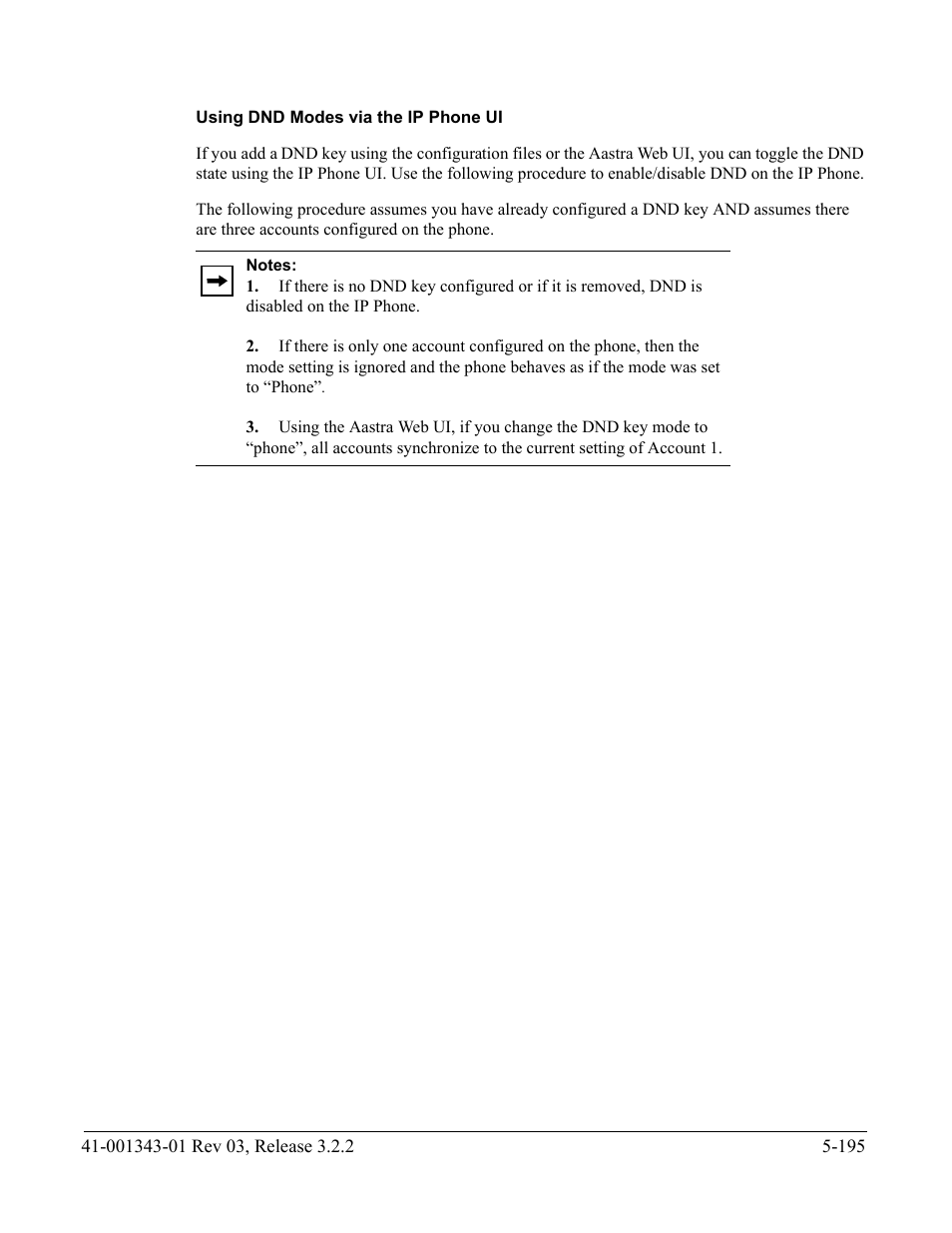 Using dnd modes via the ip phone ui, Ction, Using dnd modes | Via the ip phone ui | AASTRA 6700i series, 9143, 9480i, 9480i CT SIP Administrator Guide EN User Manual | Page 472 / 1049
