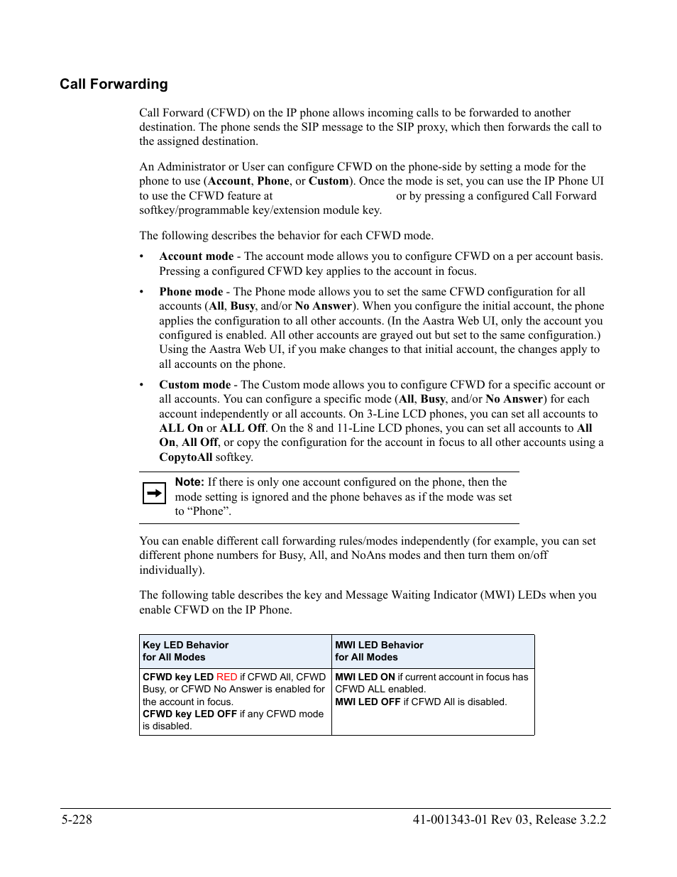 Call forwarding, Call forwarding -228, The section | AASTRA 6700i series, 9143, 9480i, 9480i CT SIP Administrator Guide EN User Manual | Page 505 / 1049