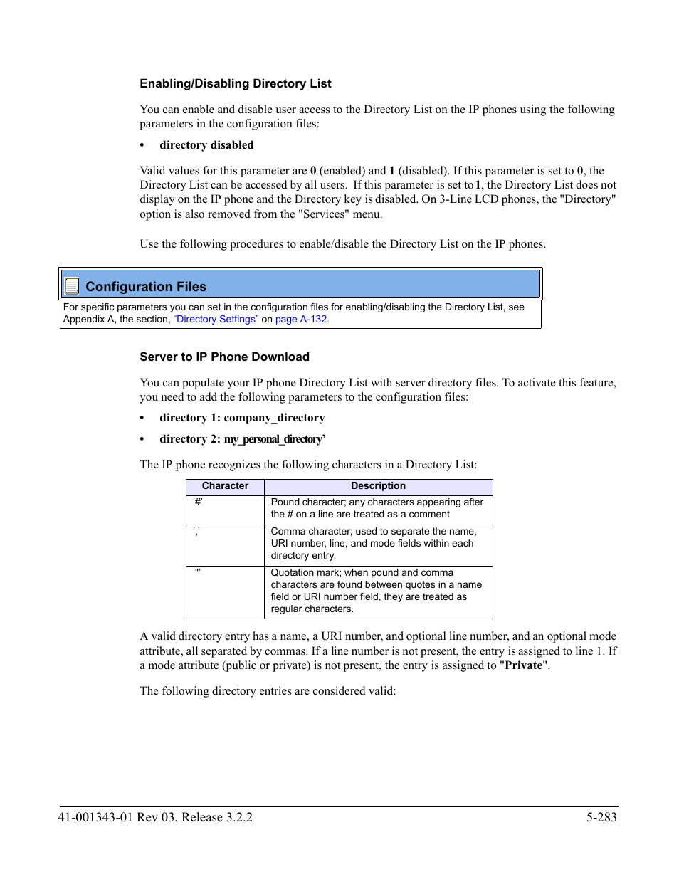 Enabling/disabling directory list, Server to ip phone download | AASTRA 6700i series, 9143, 9480i, 9480i CT SIP Administrator Guide EN User Manual | Page 560 / 1049