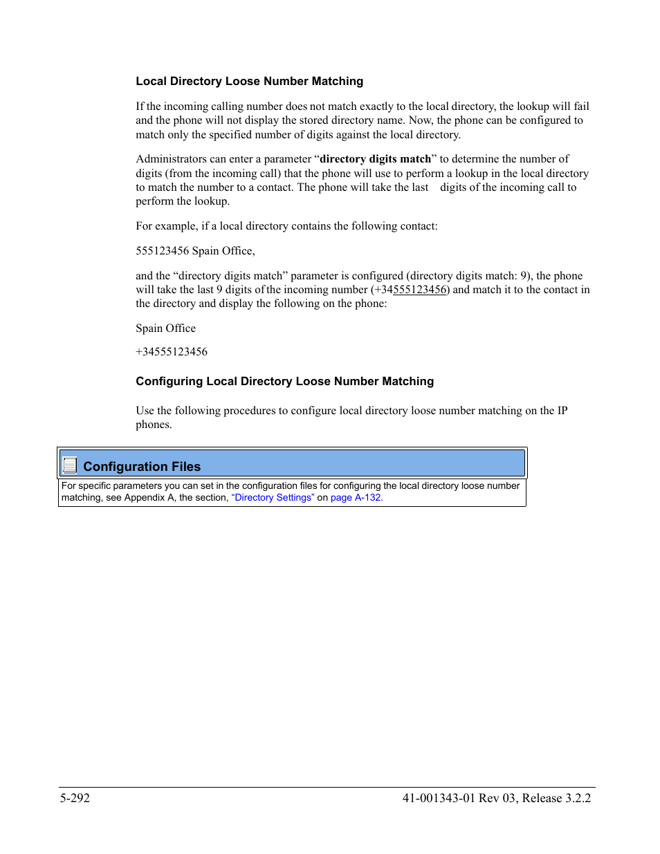 Local directory loose number matching, Configuring local directory loose number matching | AASTRA 6700i series, 9143, 9480i, 9480i CT SIP Administrator Guide EN User Manual | Page 569 / 1049