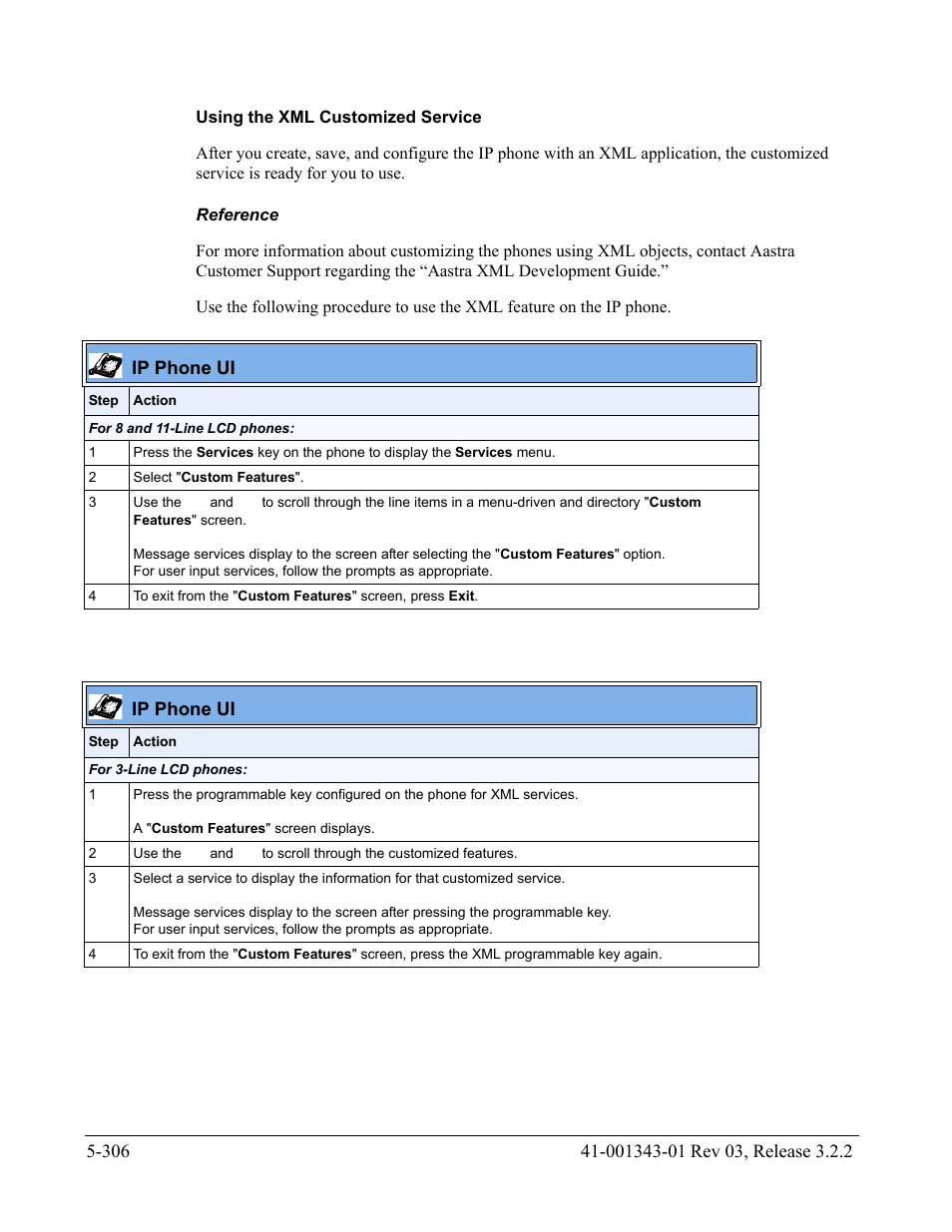 Using the xml customized service, Reference | AASTRA 6700i series, 9143, 9480i, 9480i CT SIP Administrator Guide EN User Manual | Page 583 / 1049