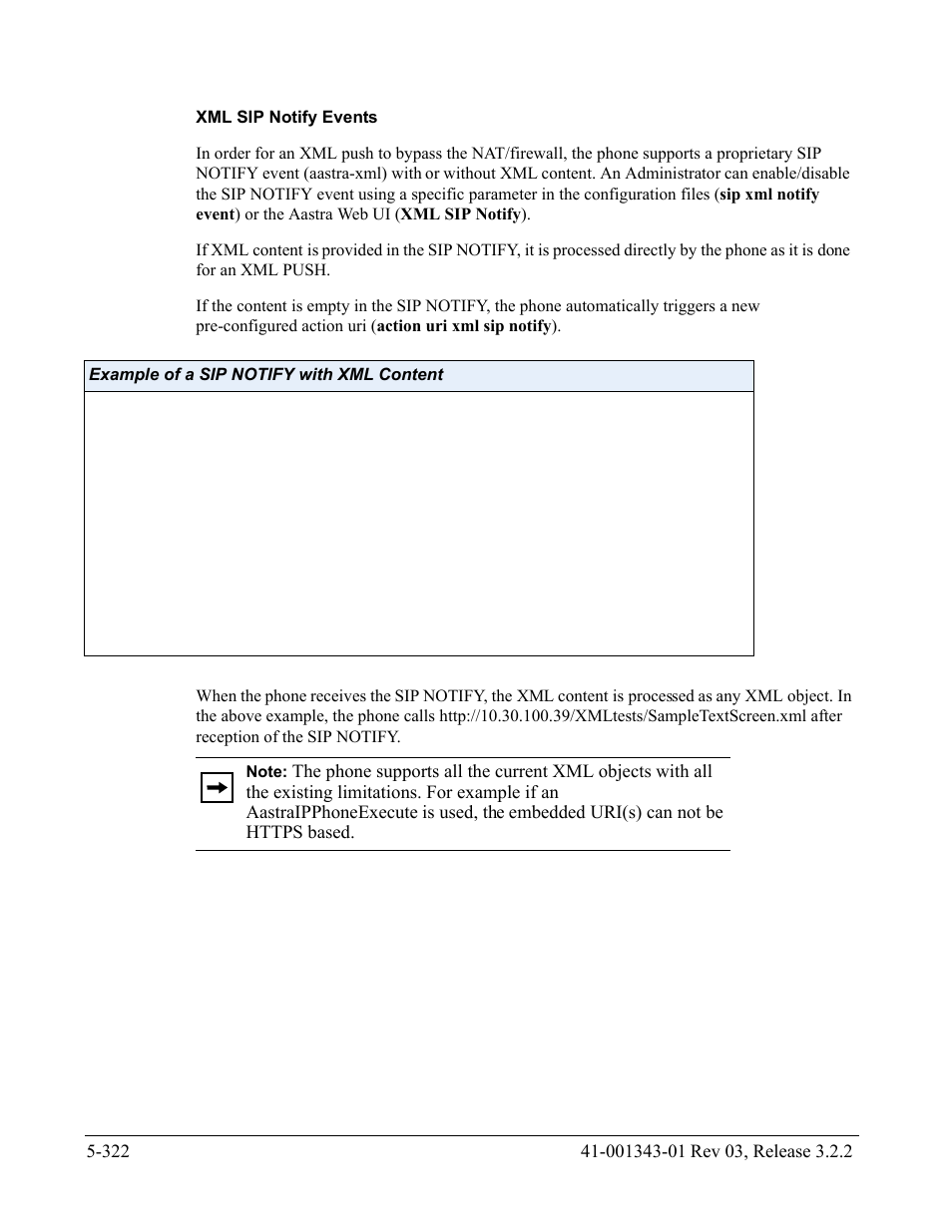Xml sip notify events, Tion | AASTRA 6700i series, 9143, 9480i, 9480i CT SIP Administrator Guide EN User Manual | Page 599 / 1049