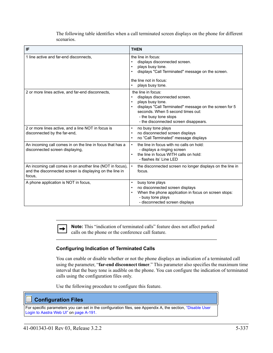 Configuring indication of terminated calls | AASTRA 6700i series, 9143, 9480i, 9480i CT SIP Administrator Guide EN User Manual | Page 614 / 1049