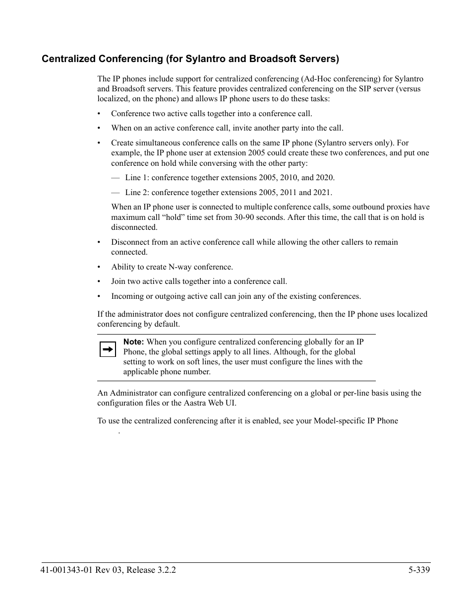 Centralized, Conferencing (for sylantro and broadsoft servers), Servers) | AASTRA 6700i series, 9143, 9480i, 9480i CT SIP Administrator Guide EN User Manual | Page 616 / 1049
