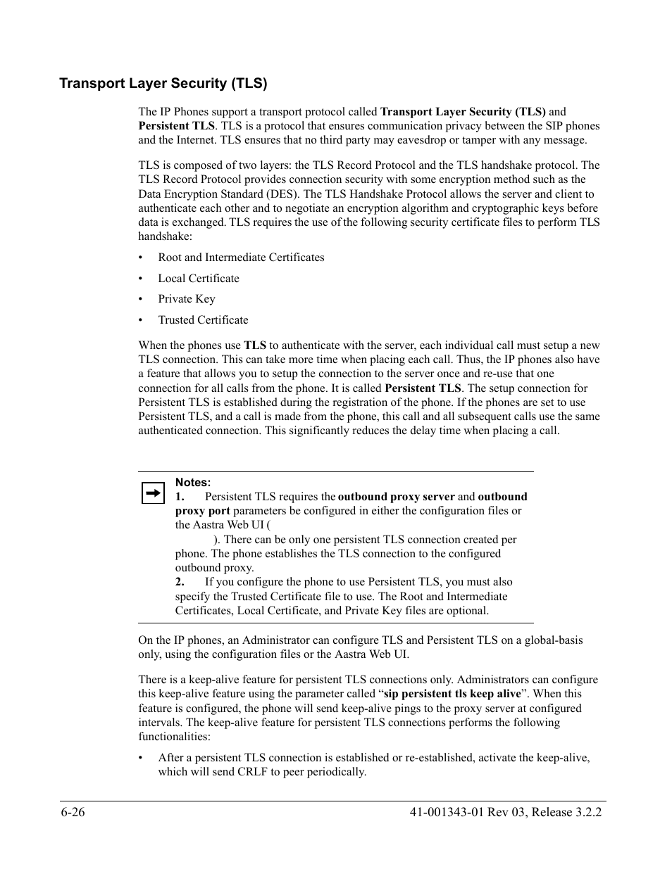 Transport layer security (tls), Transport layer security (tls) -26 | AASTRA 6700i series, 9143, 9480i, 9480i CT SIP Administrator Guide EN User Manual | Page 653 / 1049