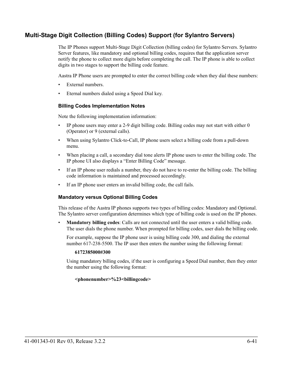 Billing codes implementation notes, Mandatory versus optional billing codes | AASTRA 6700i series, 9143, 9480i, 9480i CT SIP Administrator Guide EN User Manual | Page 668 / 1049