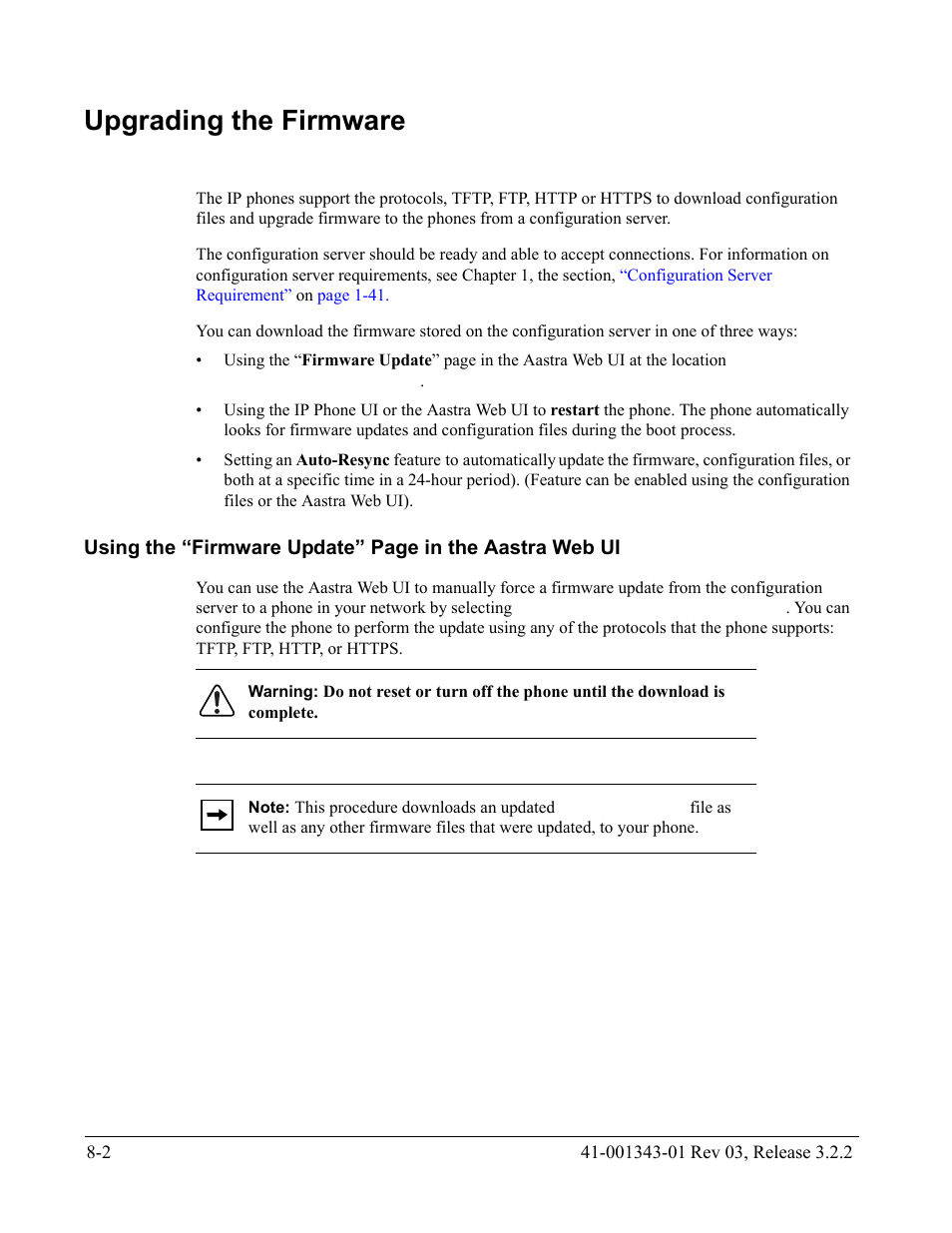 Upgrading the firmware, Upgrading the firmware -2 | AASTRA 6700i series, 9143, 9480i, 9480i CT SIP Administrator Guide EN User Manual | Page 695 / 1049