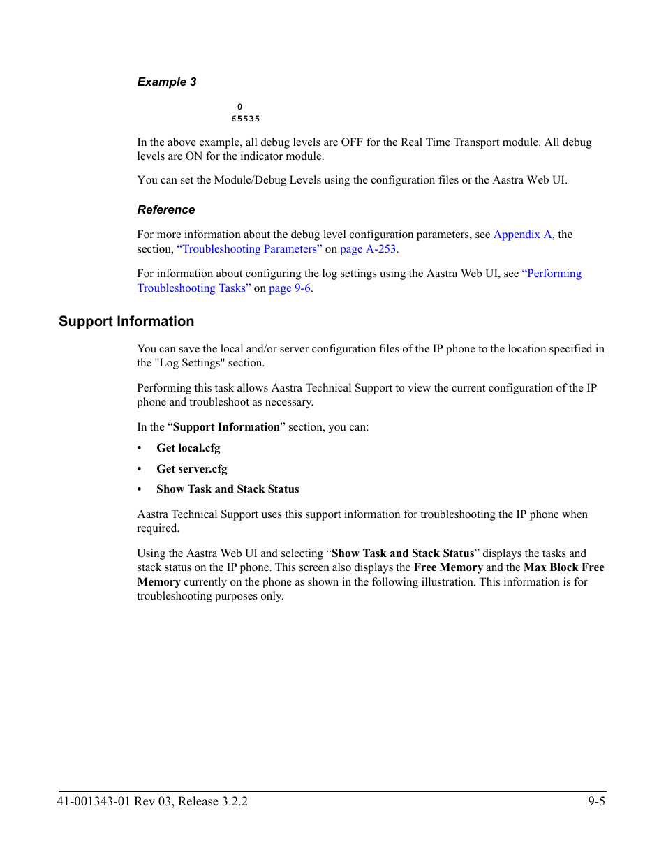 Example 3, Reference, Support information | Support information -5 | AASTRA 6700i series, 9143, 9480i, 9480i CT SIP Administrator Guide EN User Manual | Page 708 / 1049