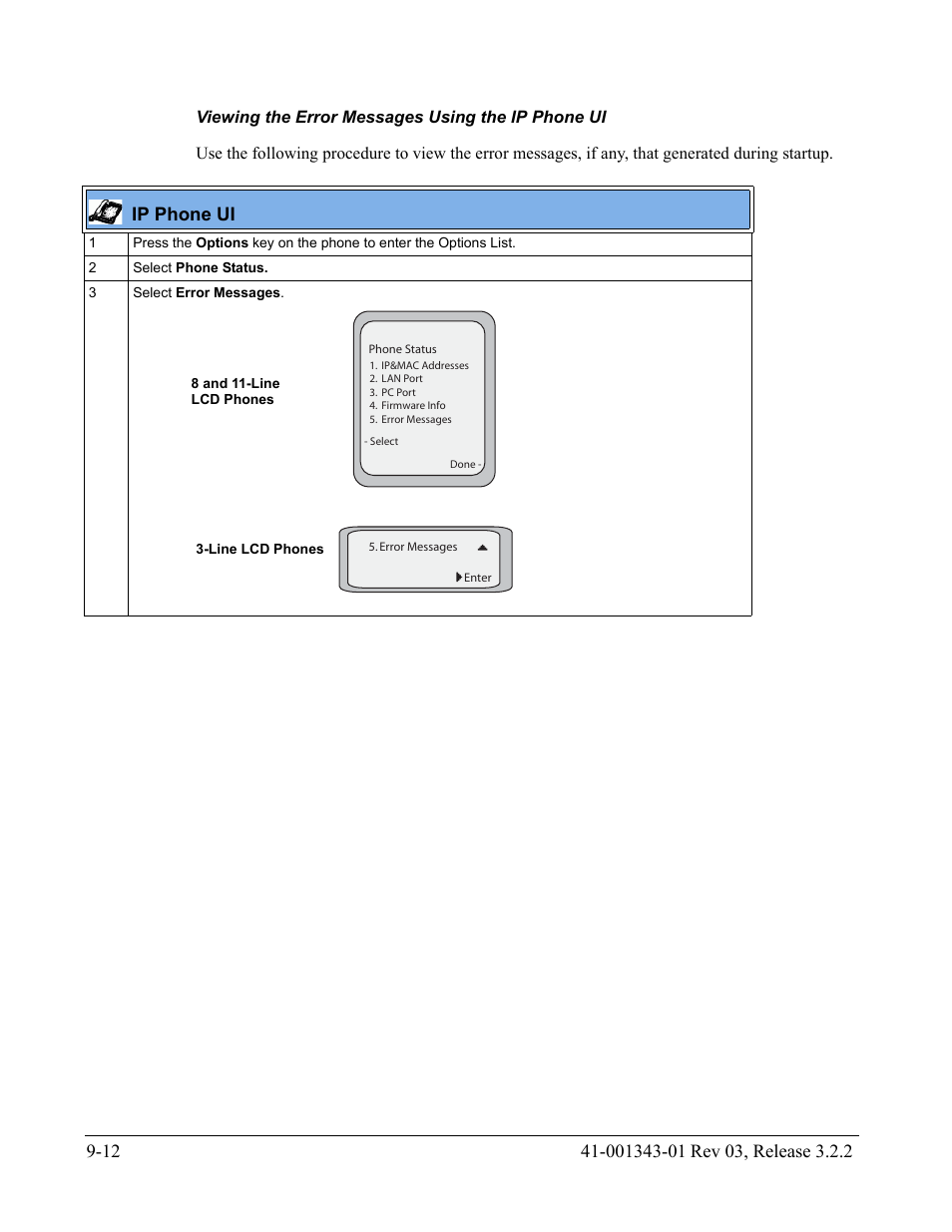 Viewing the error messages using the ip phone ui, Ip phone ui | AASTRA 6700i series, 9143, 9480i, 9480i CT SIP Administrator Guide EN User Manual | Page 715 / 1049