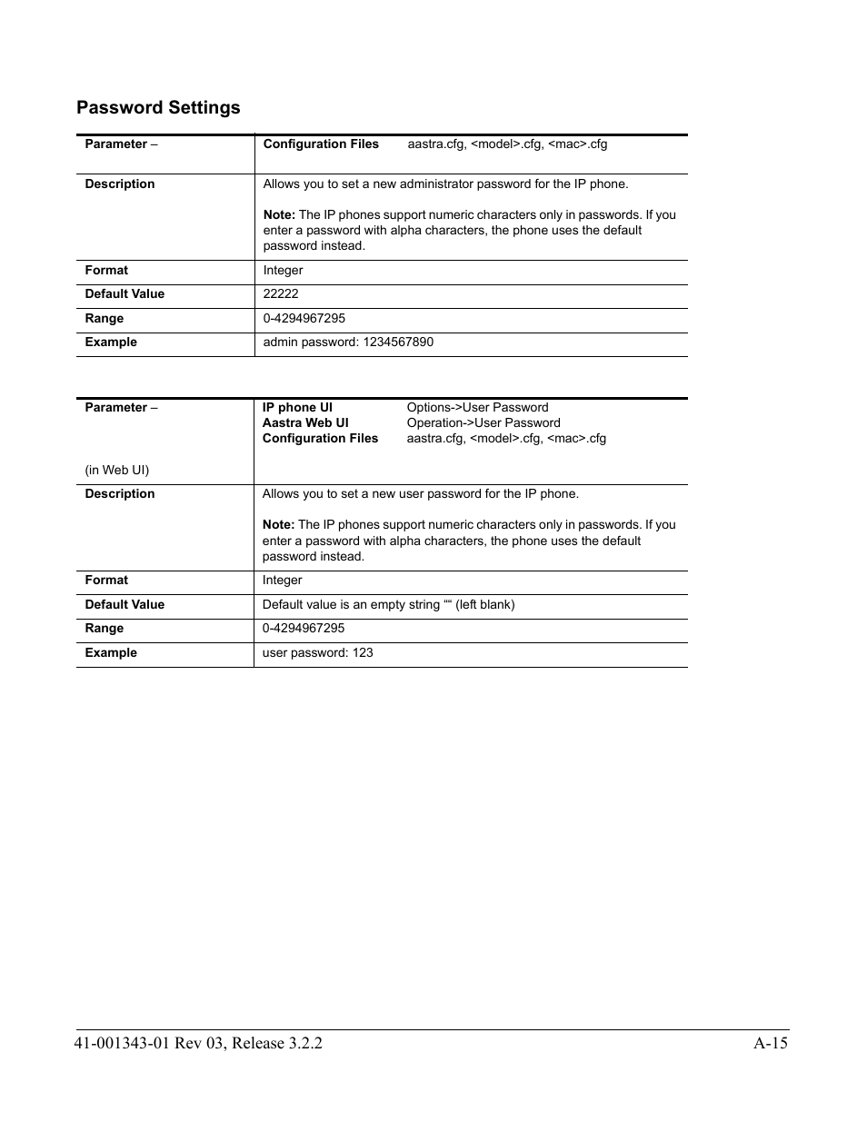 Password settings, A, the section | AASTRA 6700i series, 9143, 9480i, 9480i CT SIP Administrator Guide EN User Manual | Page 746 / 1049