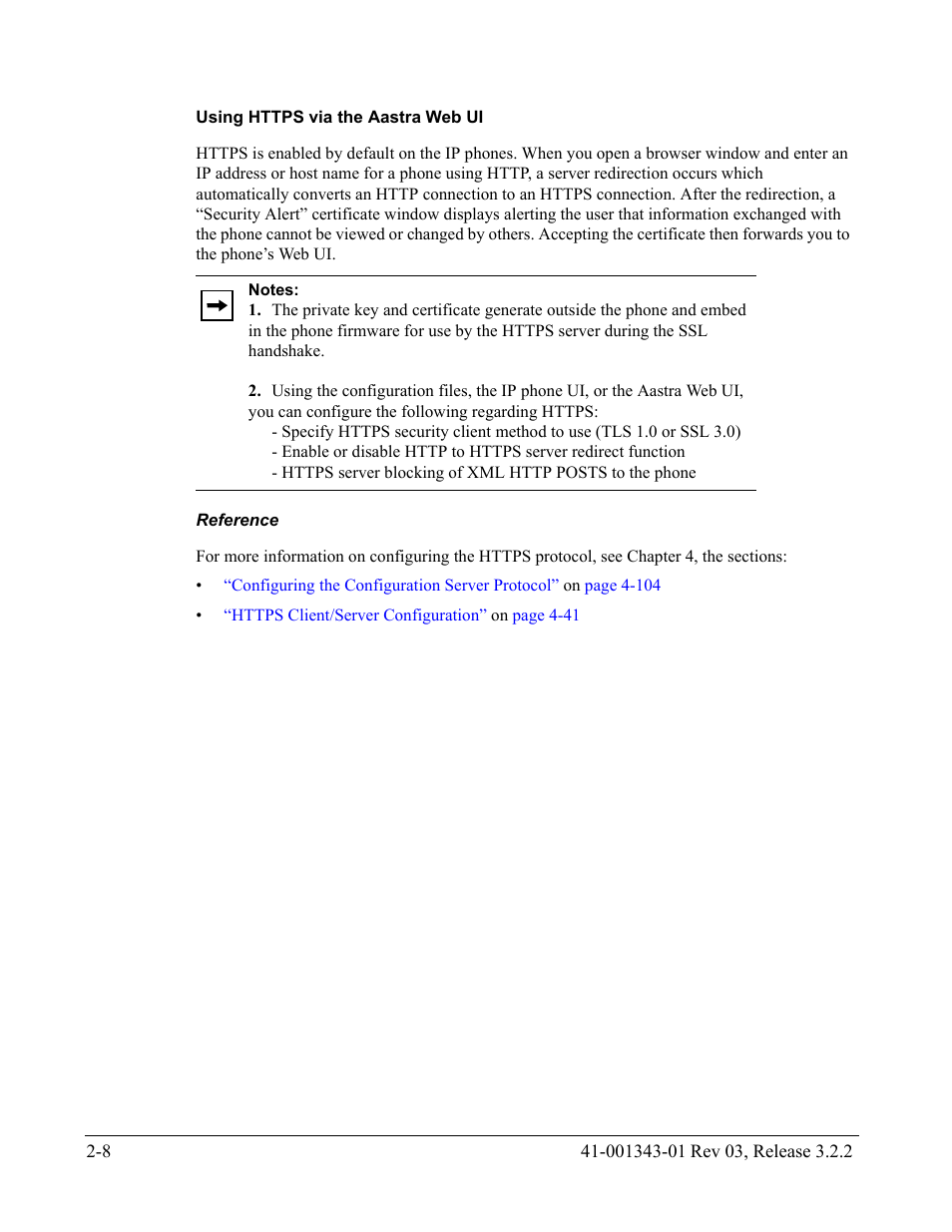 Using https via the aastra web ui, Reference | AASTRA 6700i series, 9143, 9480i, 9480i CT SIP Administrator Guide EN User Manual | Page 75 / 1049