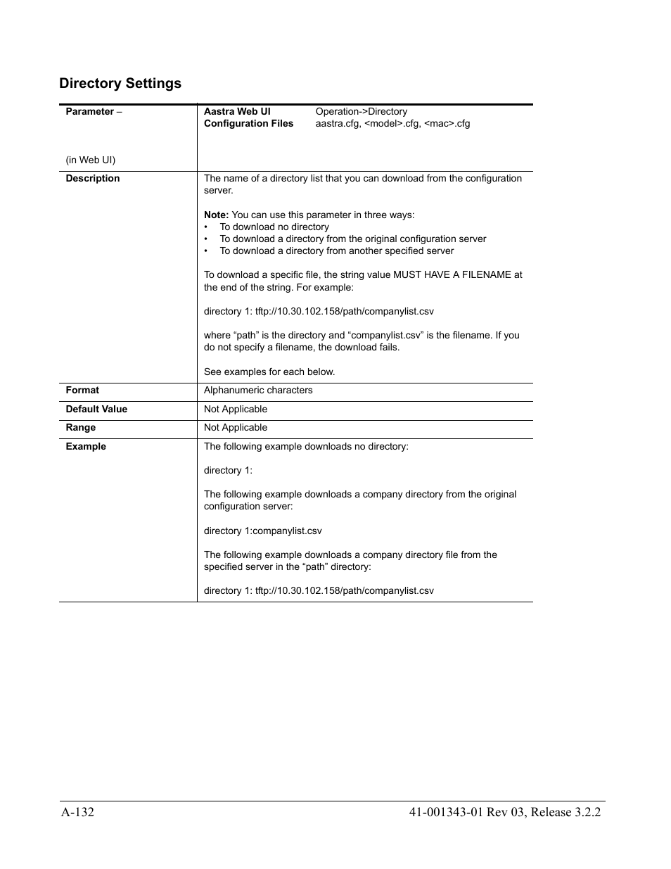 Directory settings | AASTRA 6700i series, 9143, 9480i, 9480i CT SIP Administrator Guide EN User Manual | Page 863 / 1049