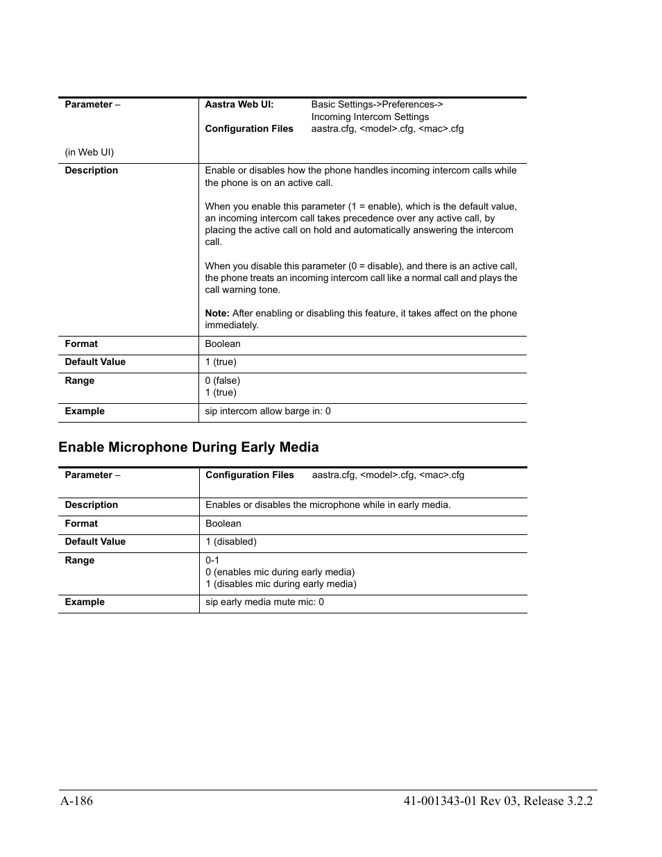 Enable microphone during early media, Enable, Microphone during early media | AASTRA 6700i series, 9143, 9480i, 9480i CT SIP Administrator Guide EN User Manual | Page 917 / 1049