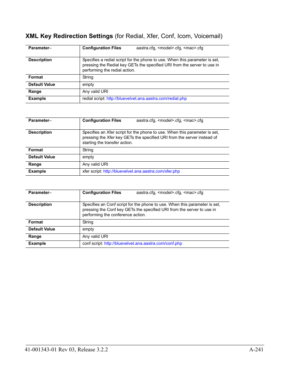 Xml key | AASTRA 6700i series, 9143, 9480i, 9480i CT SIP Administrator Guide EN User Manual | Page 972 / 1049