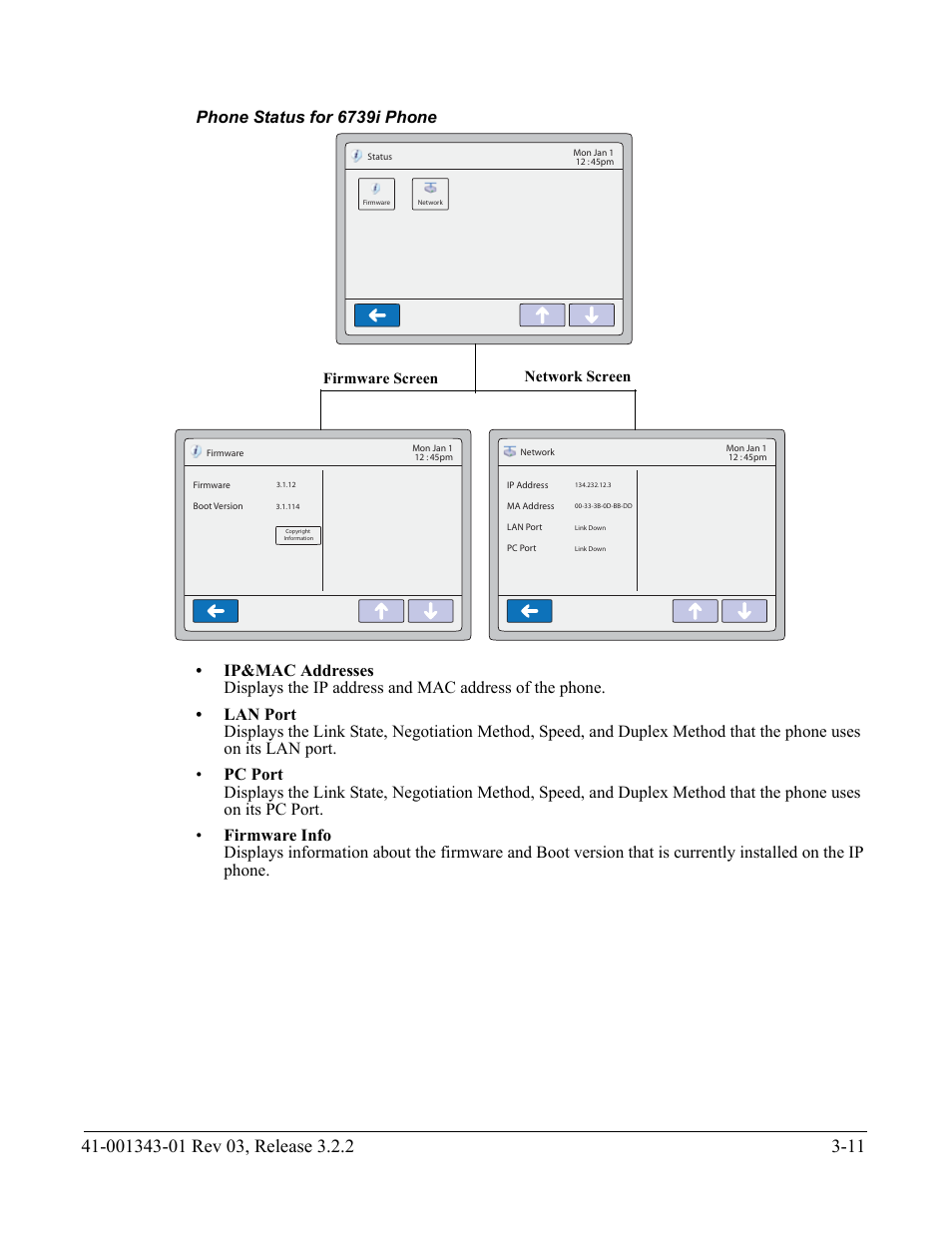 Phone status for 6739i phone | AASTRA 6700i series, 9143, 9480i, 9480i CT SIP Administrator Guide EN User Manual | Page 98 / 1049