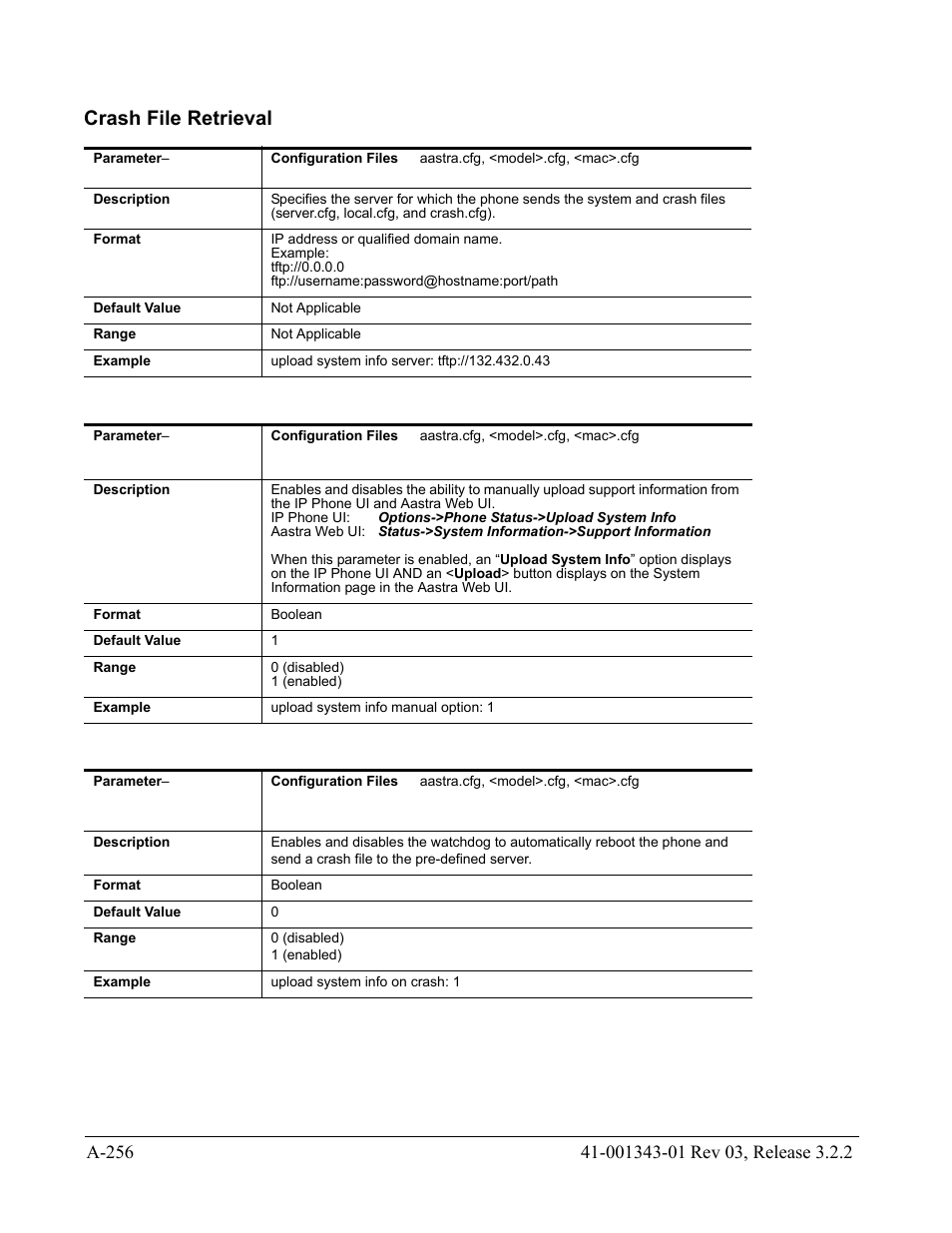 Crash file retrieval, Crash file, Retrieval | AASTRA 6700i series, 9143, 9480i, 9480i CT SIP Administrator Guide EN User Manual | Page 987 / 1049