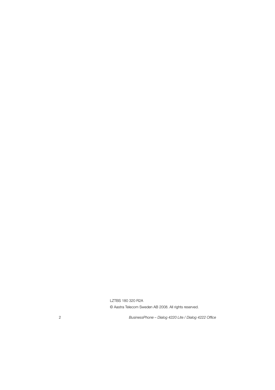 AASTRA 4222 Office for BusinessPhone Quick Reference Guide User Manual | Page 2 / 40