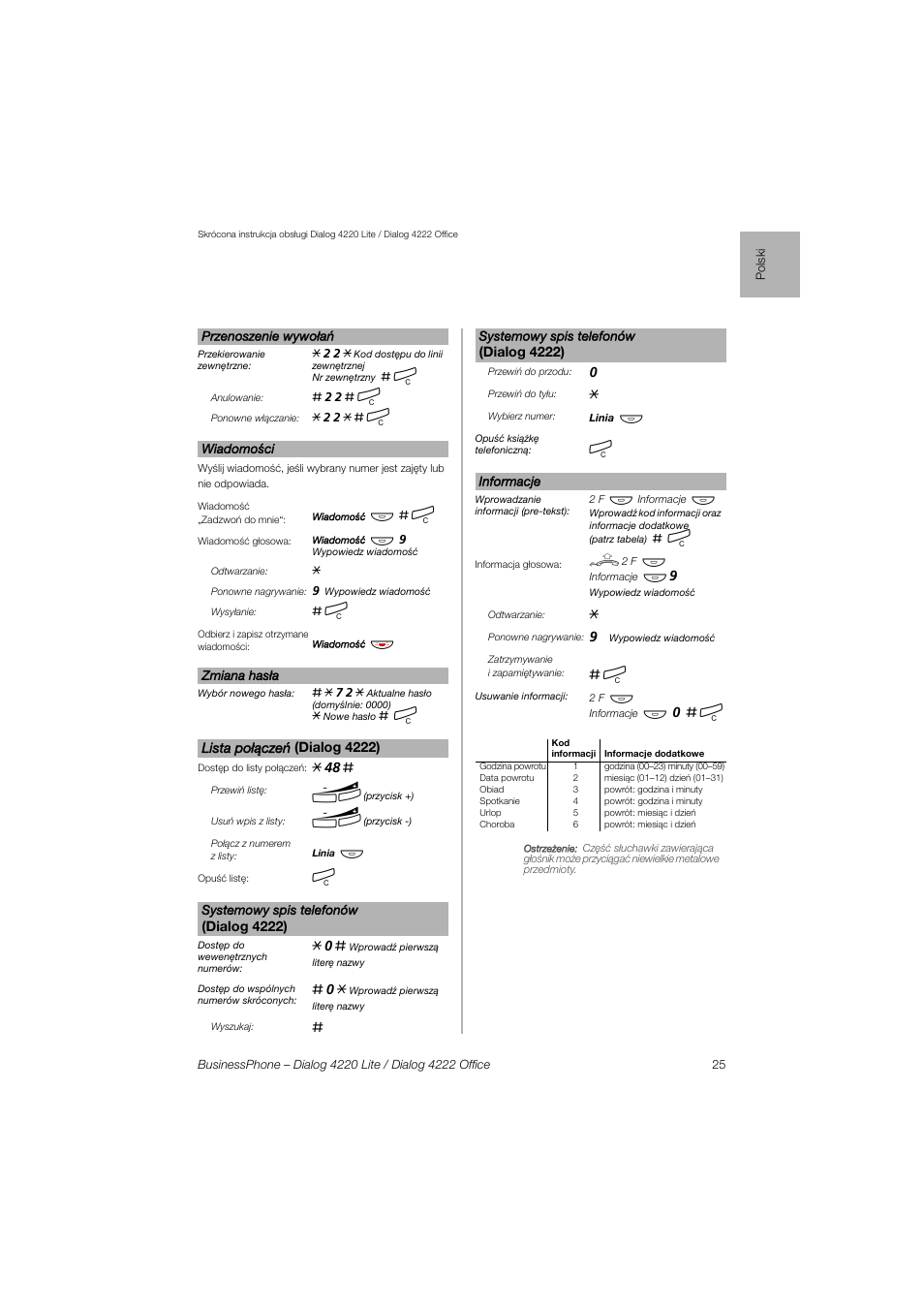 AASTRA 4222 Office for BusinessPhone Quick Reference Guide User Manual | Page 25 / 40