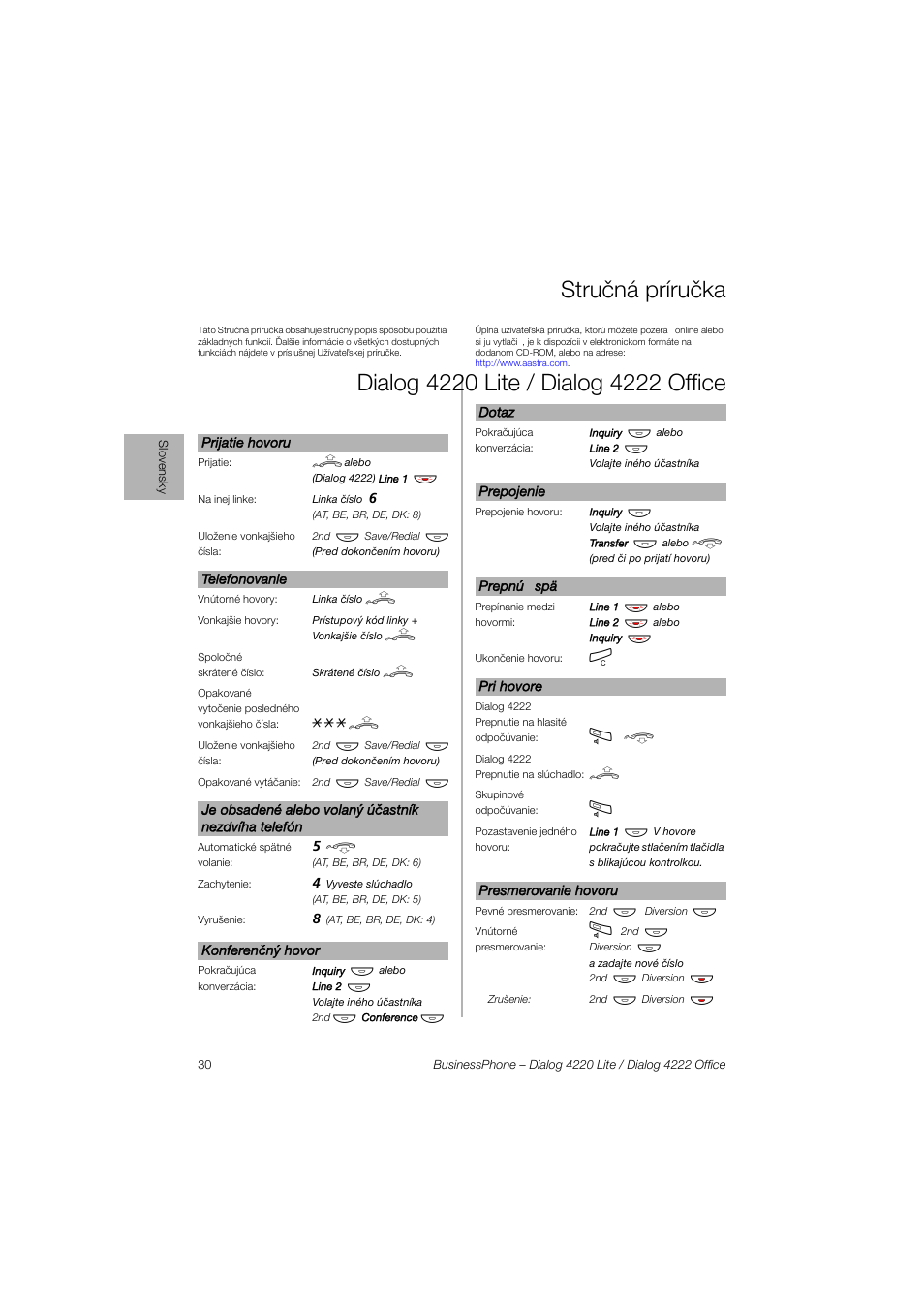 AASTRA 4222 Office for BusinessPhone Quick Reference Guide User Manual | Page 30 / 40