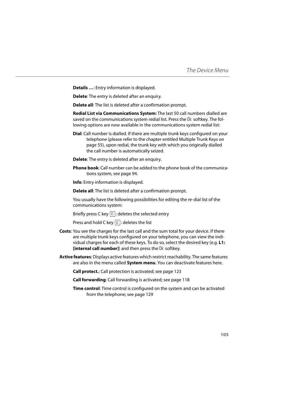 The device menu | AASTRA 600d for Aastra 800 and OpenCom 100 User Guide EN User Manual | Page 107 / 164
