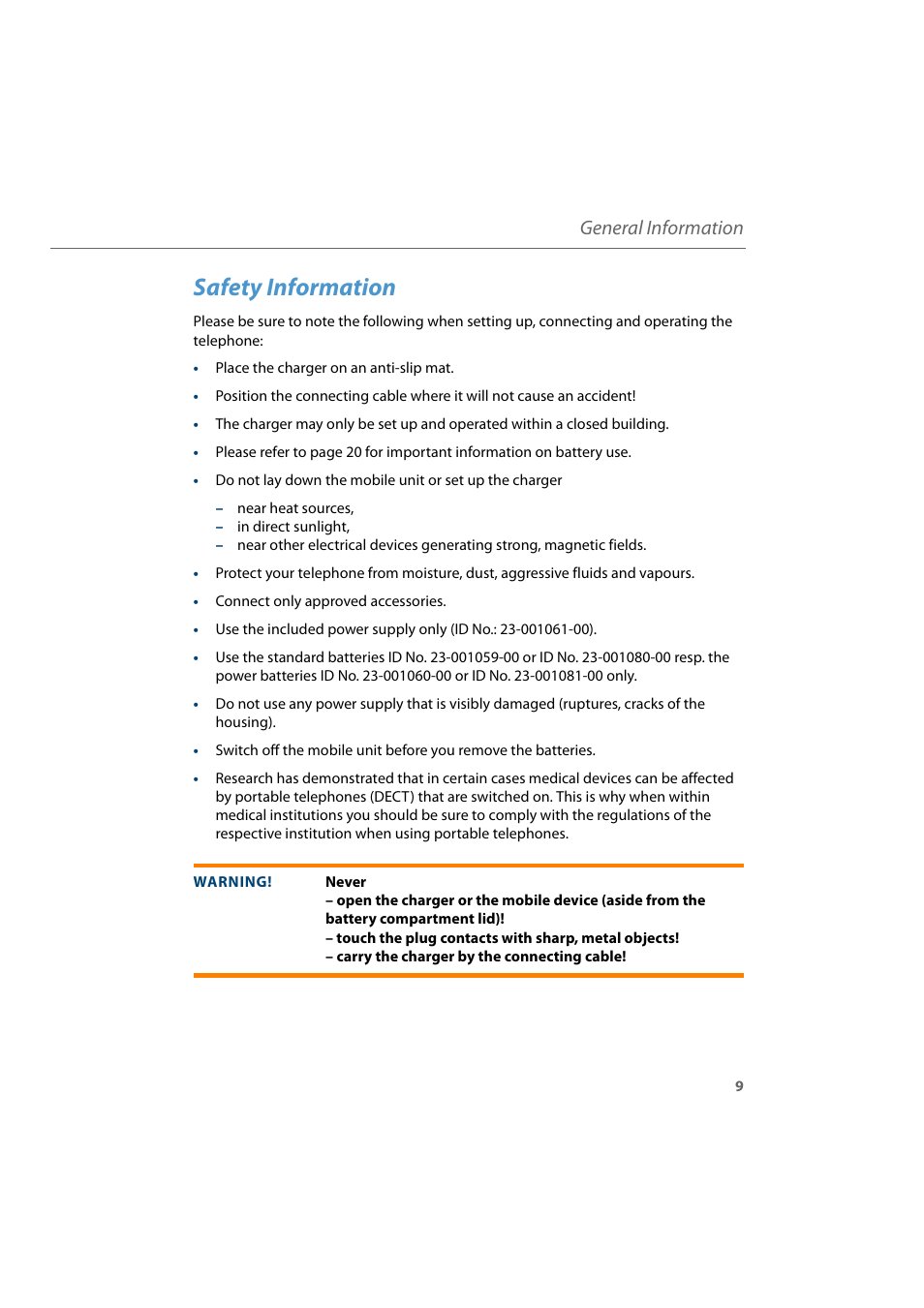 Safety information, General information | AASTRA 600d for Aastra 800 and OpenCom 100 User Guide EN User Manual | Page 11 / 164