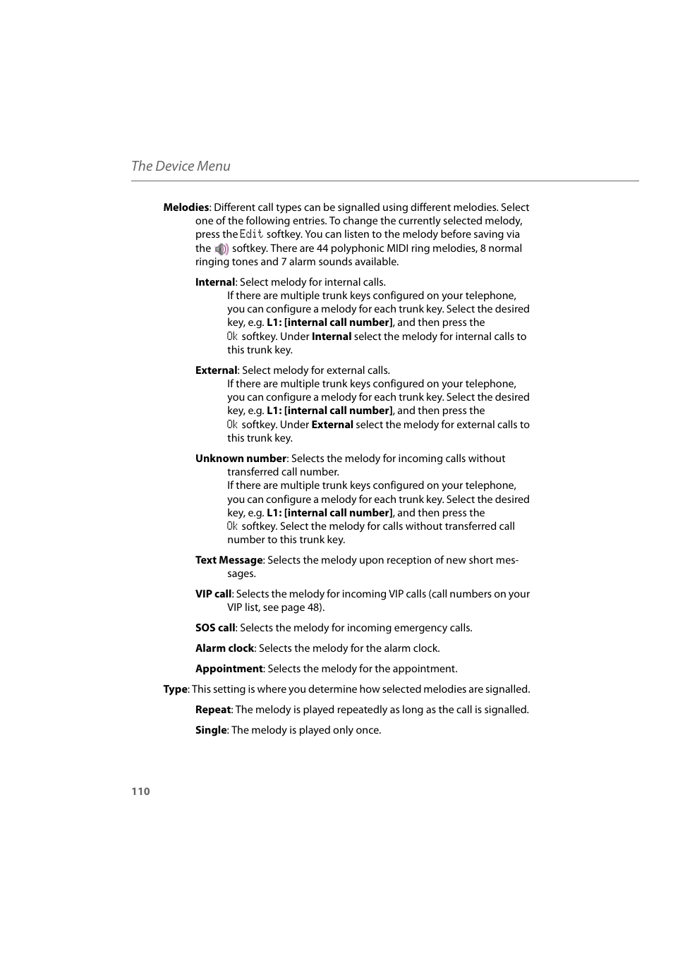 The device menu | AASTRA 600d for Aastra 800 and OpenCom 100 User Guide EN User Manual | Page 112 / 164