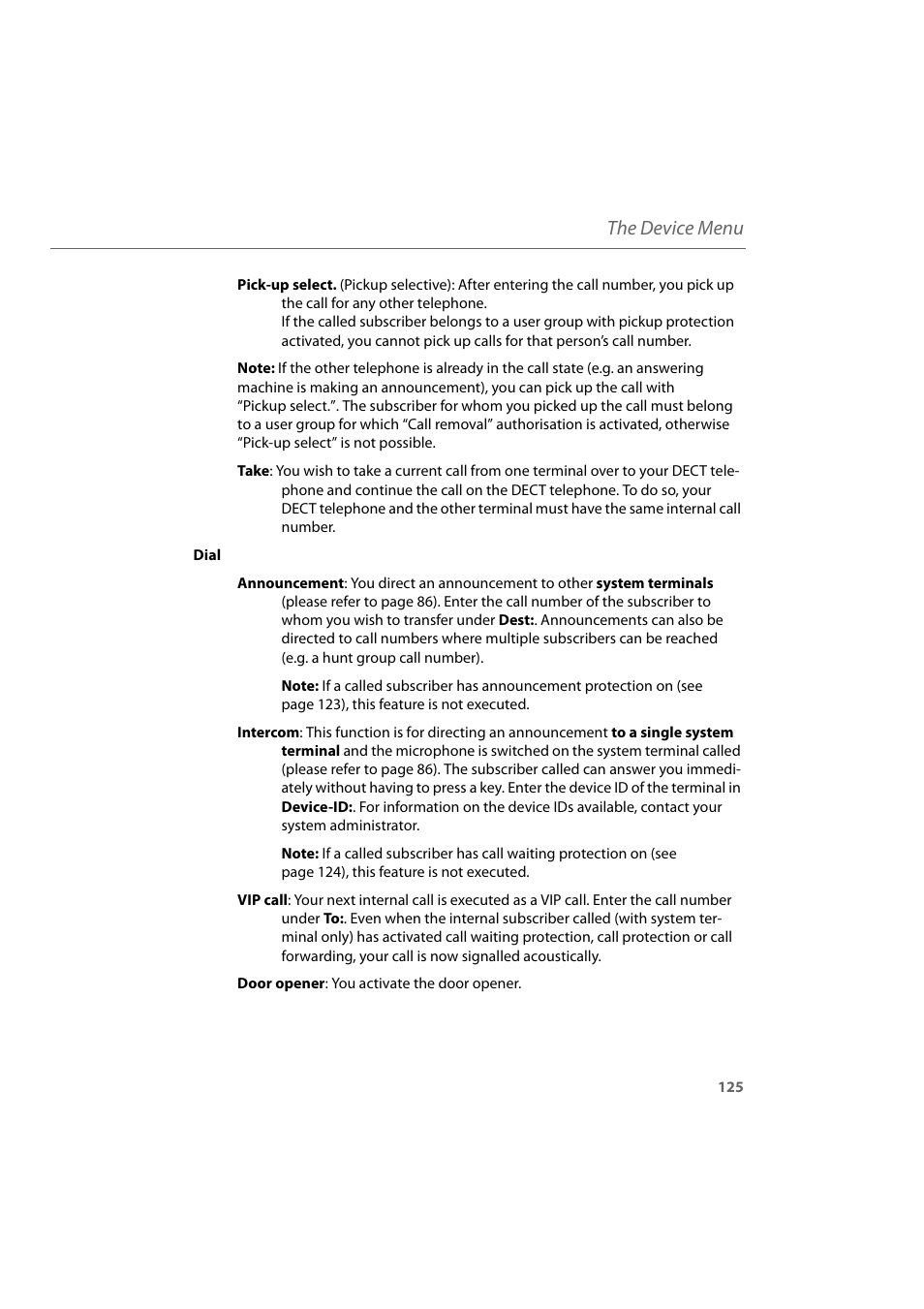 The device menu | AASTRA 600d for Aastra 800 and OpenCom 100 User Guide EN User Manual | Page 127 / 164