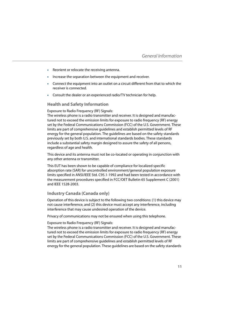 Health and safety information, Industry canada (canada only), General information | AASTRA 600d for Aastra 800 and OpenCom 100 User Guide EN User Manual | Page 13 / 164