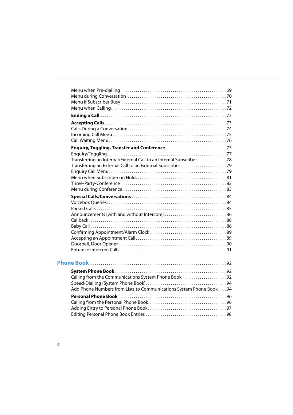 Phone book | AASTRA 600d for Aastra 800 and OpenCom 100 User Guide EN User Manual | Page 6 / 164
