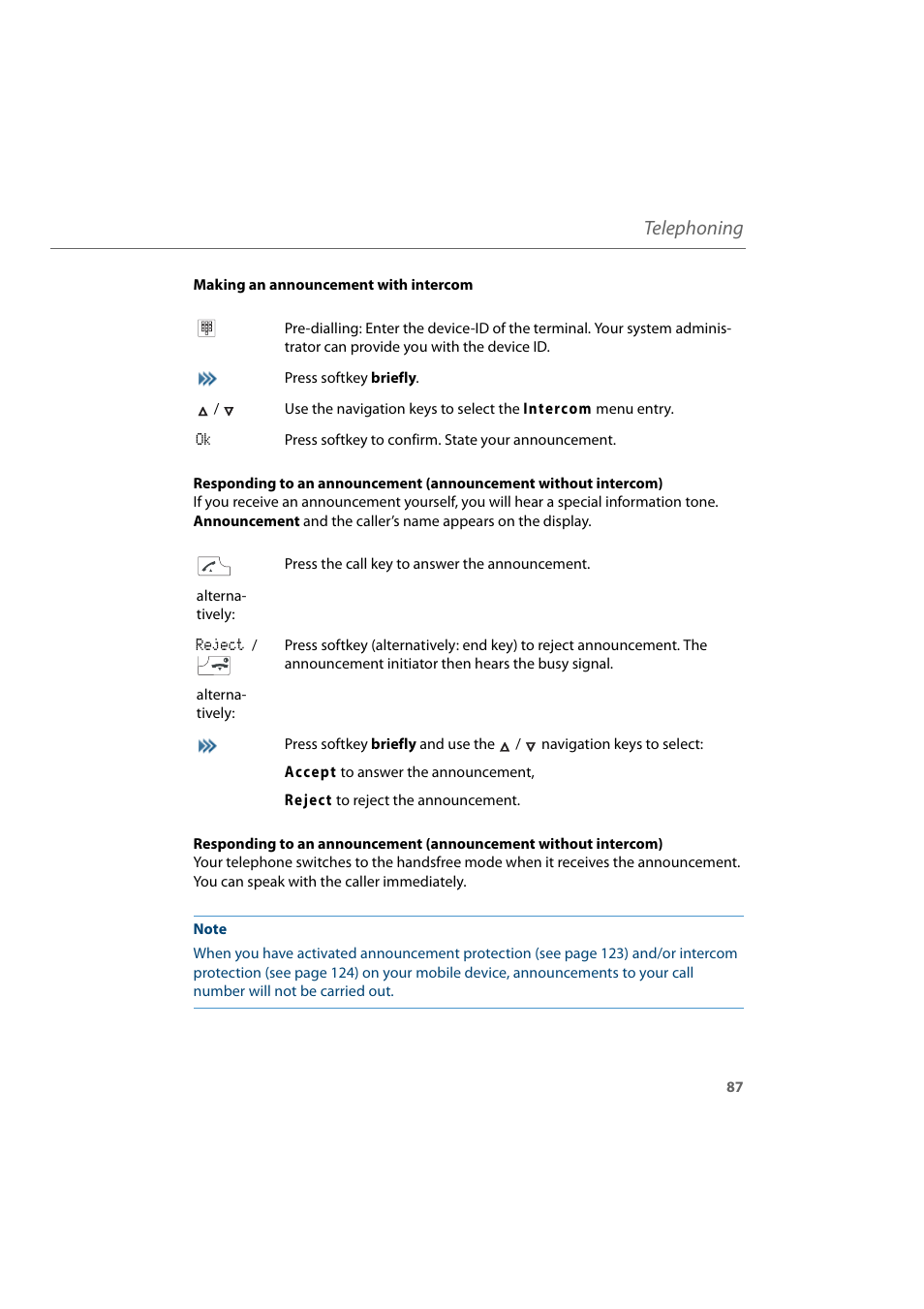 Telephoning | AASTRA 600d for Aastra 800 and OpenCom 100 User Guide EN User Manual | Page 89 / 164