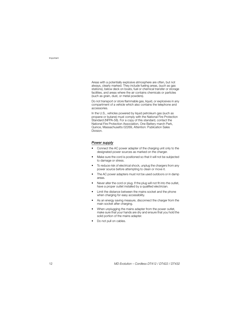 Power supply | AASTRA DT4x2 for MD Evolution User Guide EN User Manual | Page 12 / 166