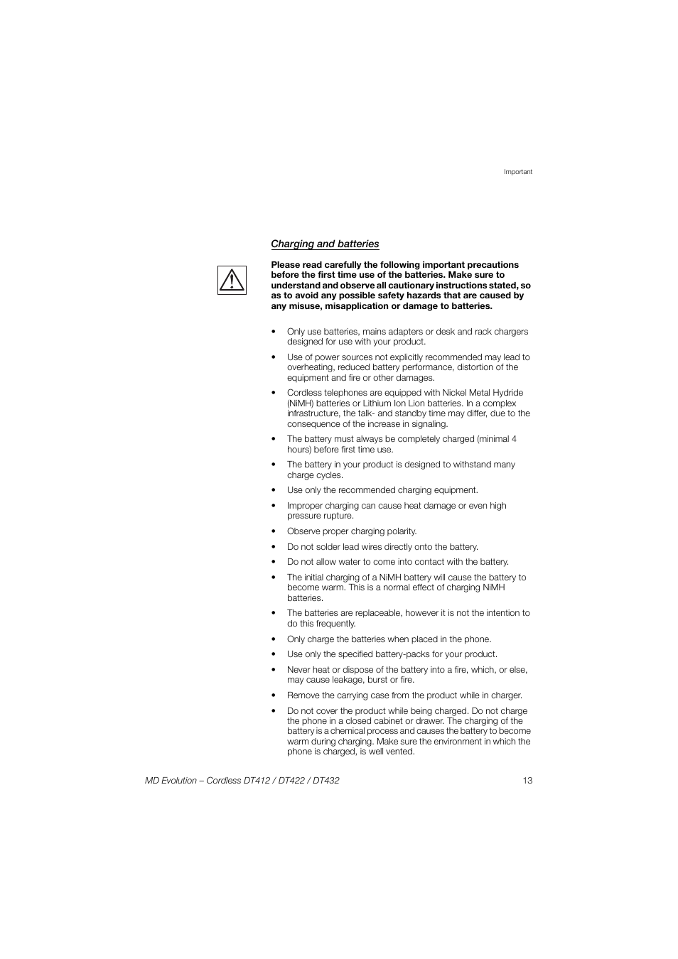 Charging and batteries | AASTRA DT4x2 for MD Evolution User Guide EN User Manual | Page 13 / 166