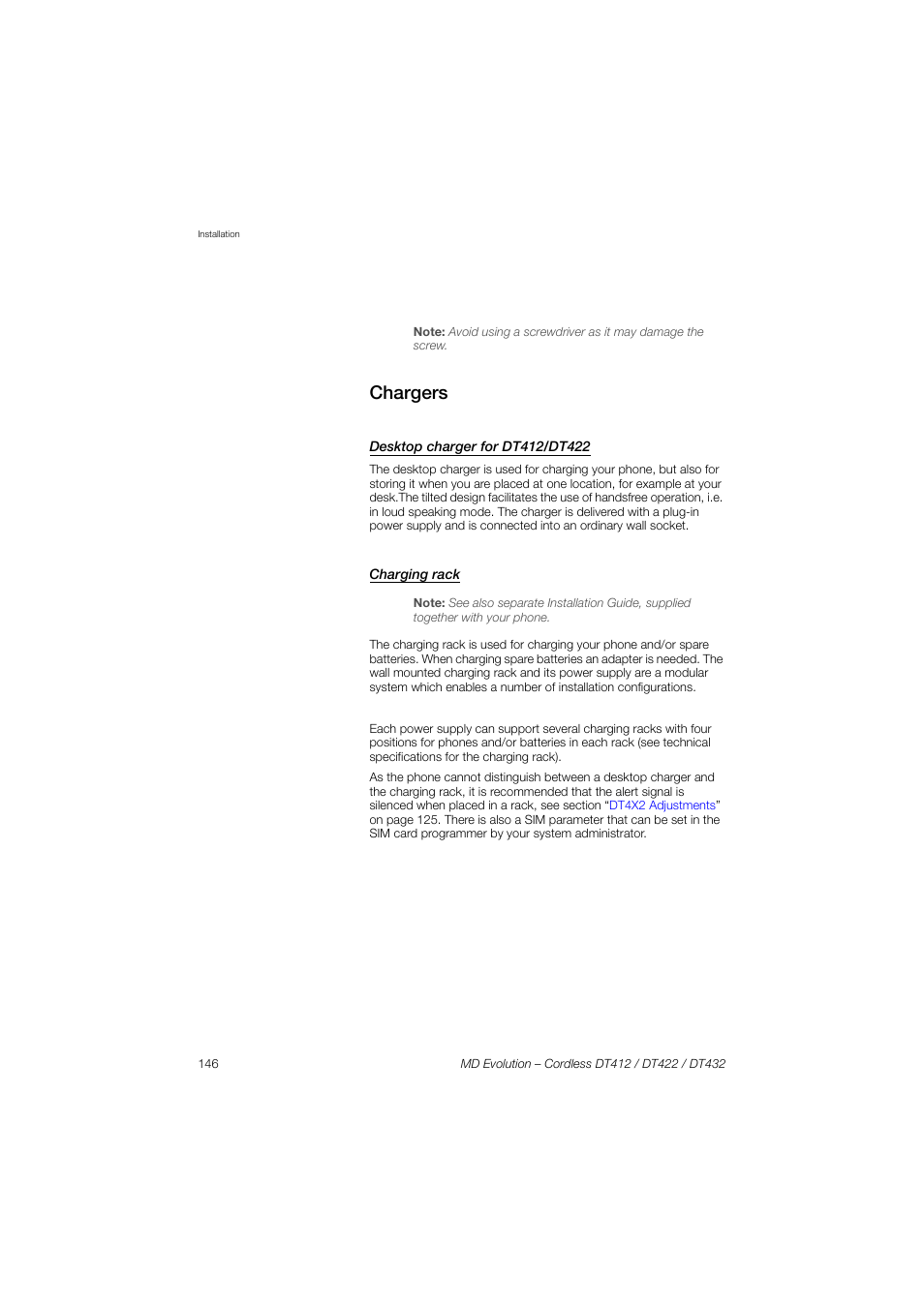 Chargers, Desktop charger for dt412/dt422, Charging rack | AASTRA DT4x2 for MD Evolution User Guide EN User Manual | Page 146 / 166