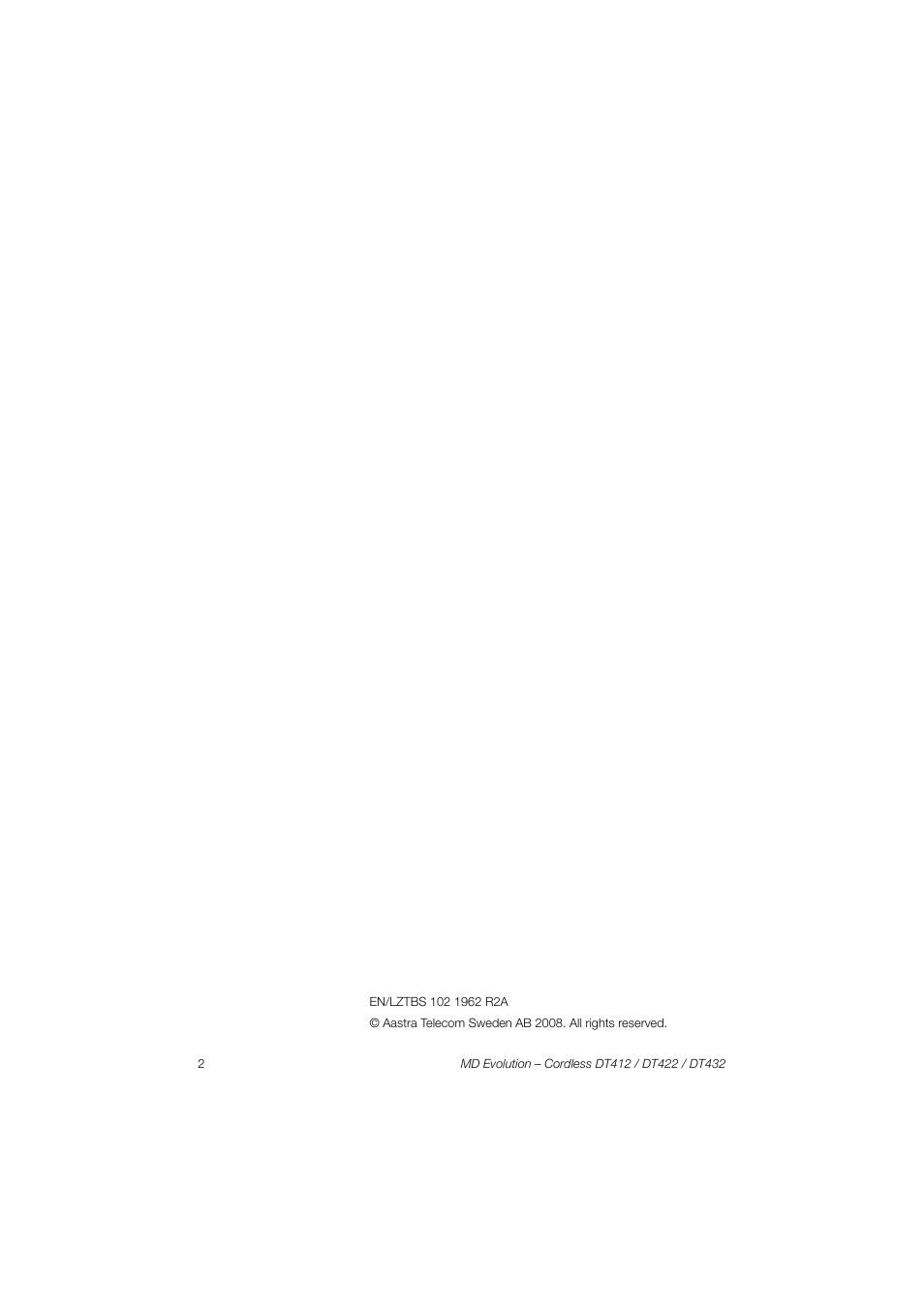 AASTRA DT4x2 for MD Evolution User Guide EN User Manual | Page 2 / 166