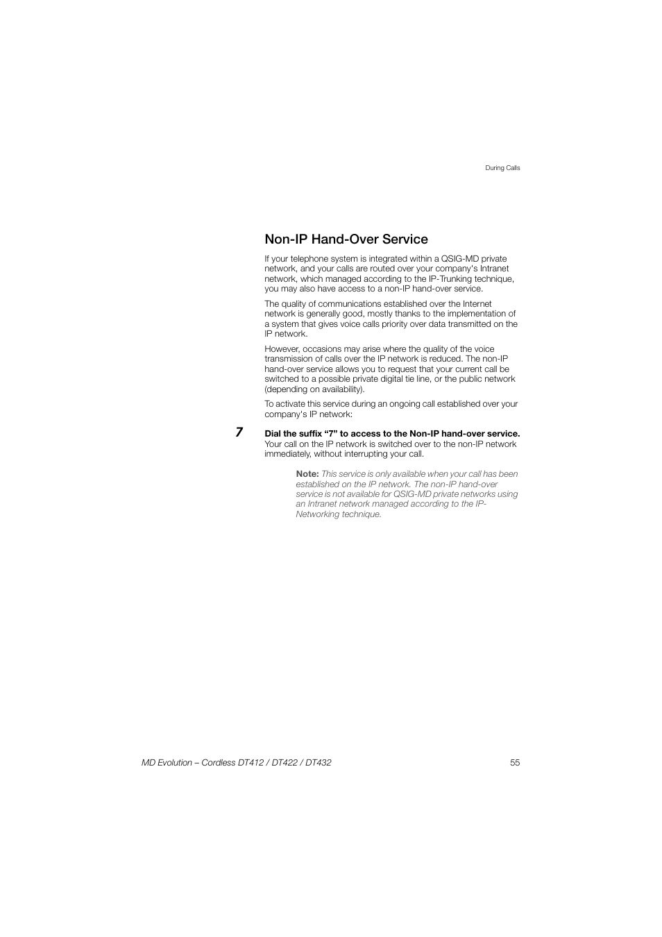 Non-ip hand-over service | AASTRA DT4x2 for MD Evolution User Guide EN User Manual | Page 55 / 166
