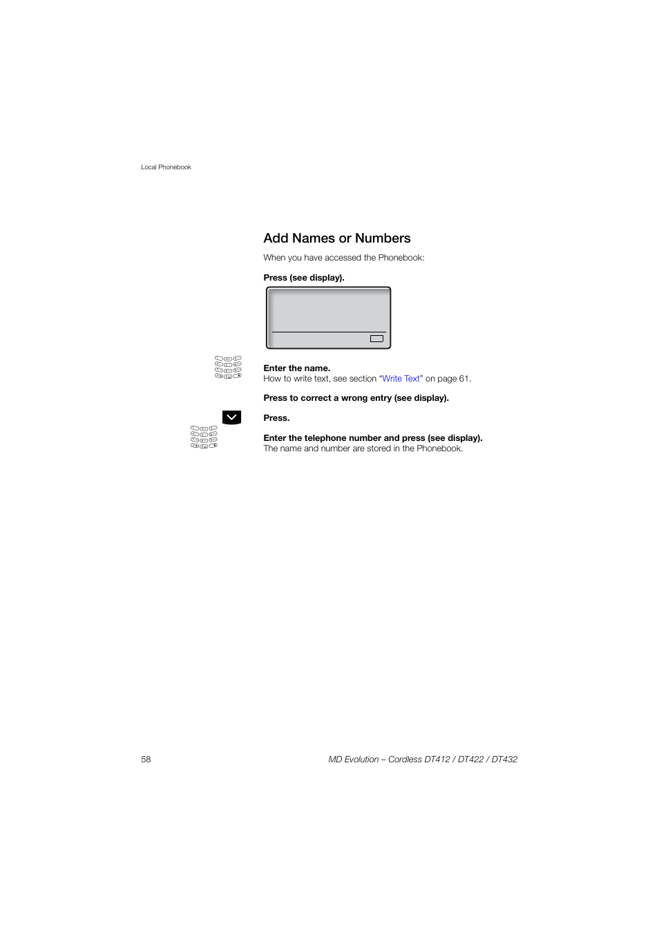Add names or numbers | AASTRA DT4x2 for MD Evolution User Guide EN User Manual | Page 58 / 166
