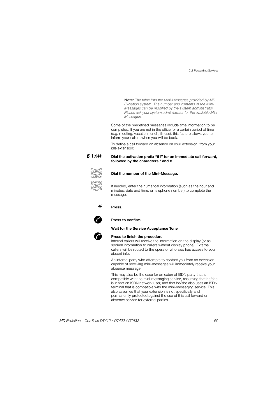AASTRA DT4x2 for MD Evolution User Guide EN User Manual | Page 69 / 166