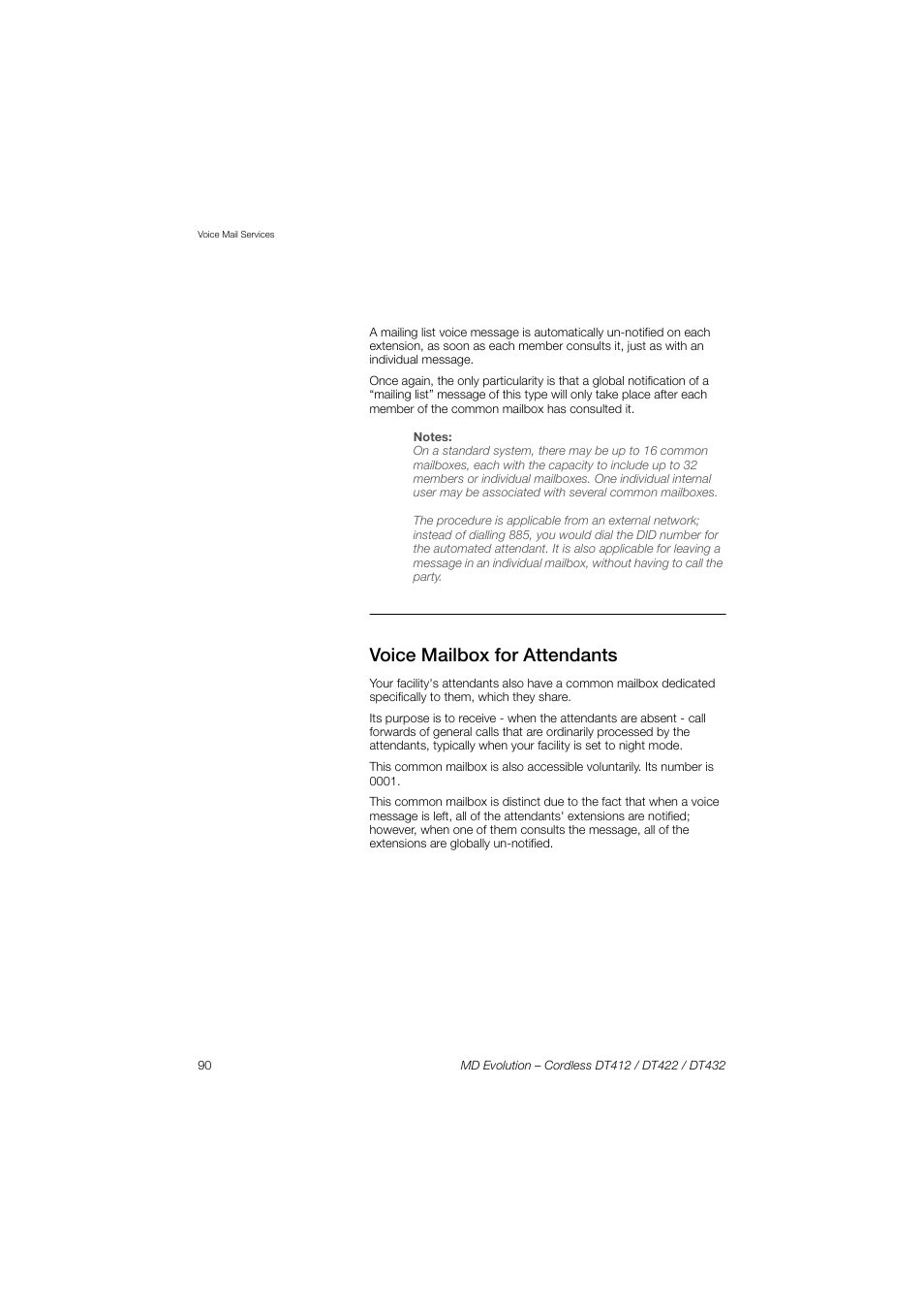 Voice mailbox for attendants | AASTRA DT4x2 for MD Evolution User Guide EN User Manual | Page 90 / 166